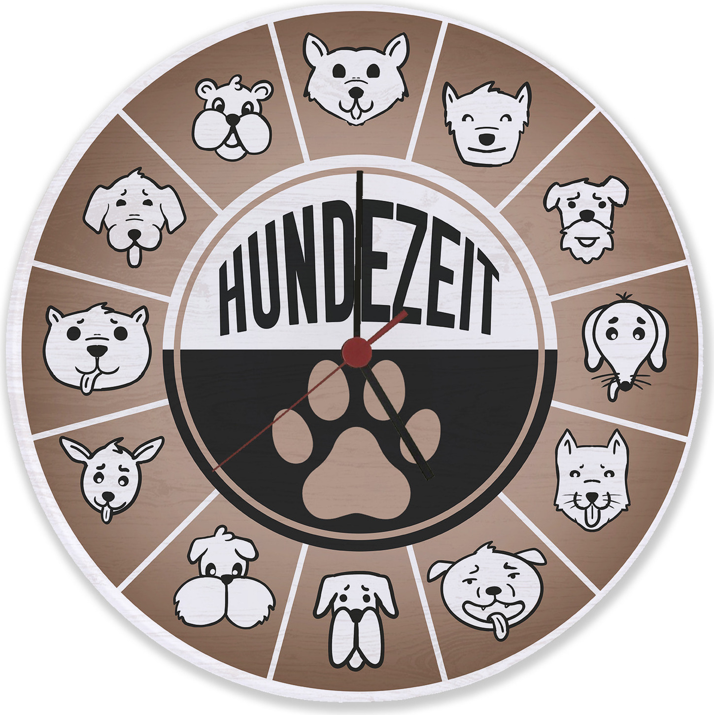 speecheese Hundezeit mit lustigen Hunden Wanduhr aus Glas