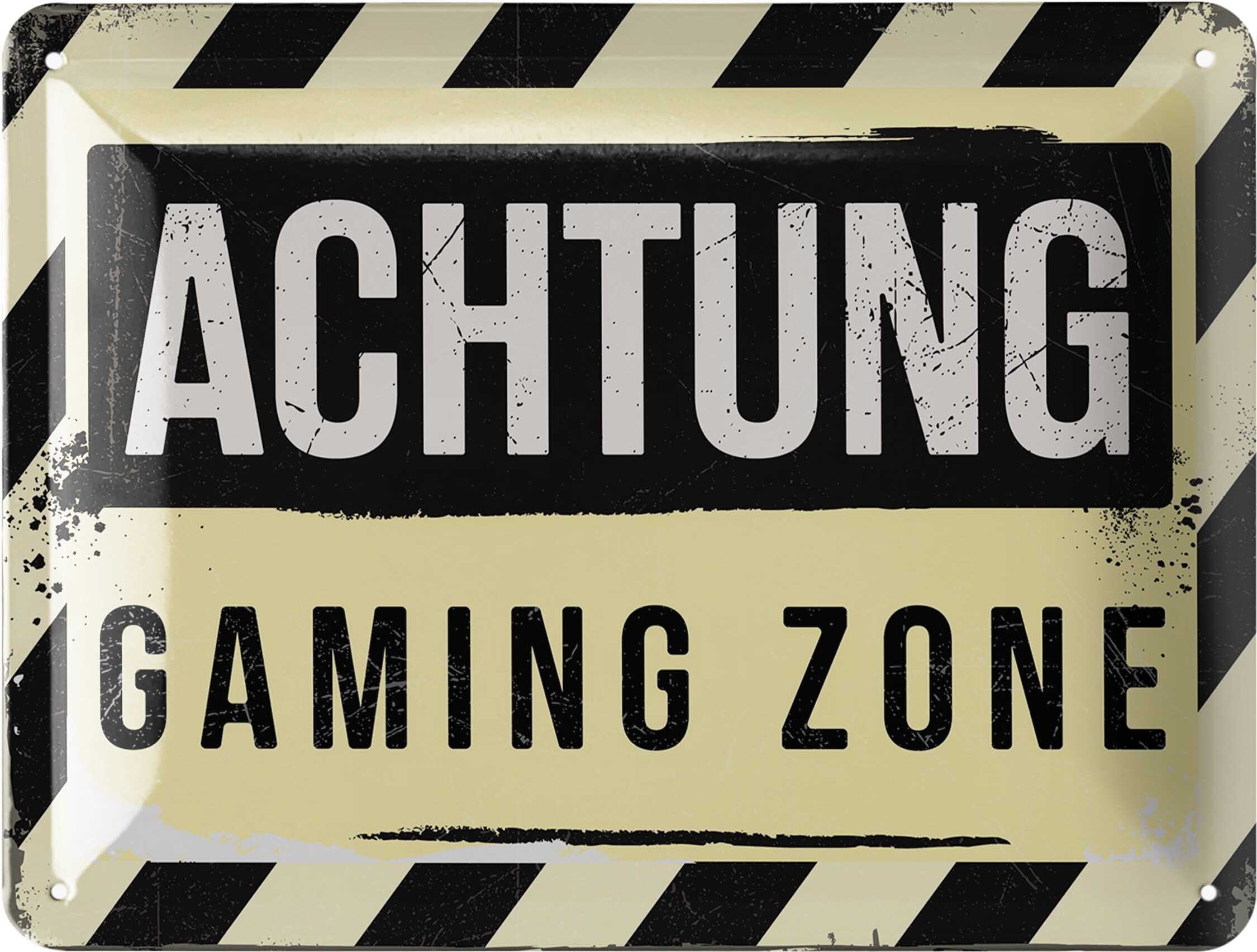 Nostalgic-Art Retro Blechschild 'Hier Wird Gezockt' – 20x30 Cm Vintage Wanddekoration Für Gamer | Made In Germany