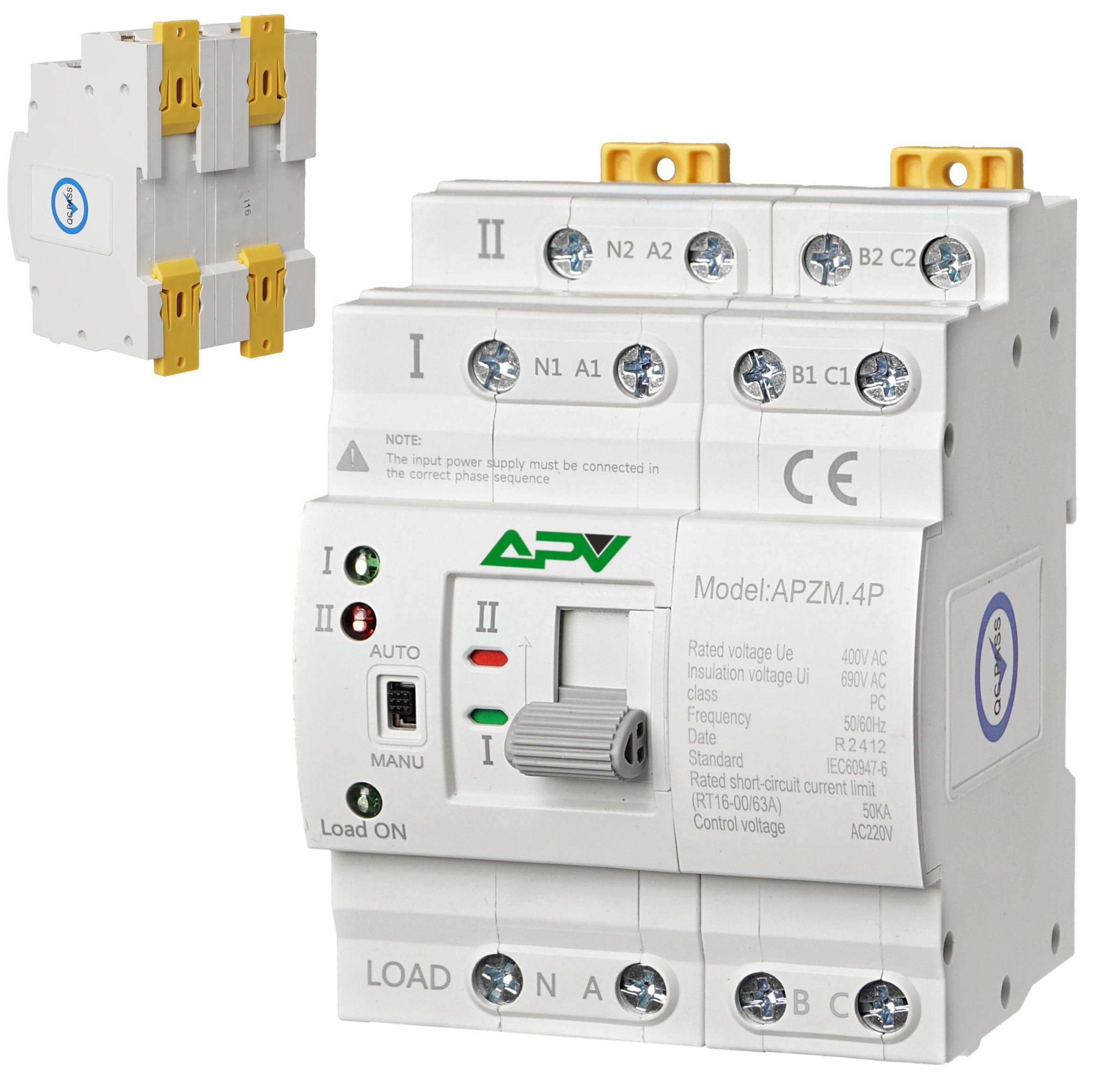 Adelid Dual Power Automatischer Transferschalter Umschalter Wahlschalter 4P 25A PV APZM.4P