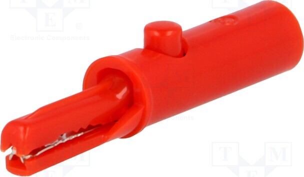 TNE 1x Krokodilklemme Ber.Halt: max.6mm 60VDC rot 3A L. ges: 53mm R8-1A RED Krokodilk _1GH_R8-E1A-R