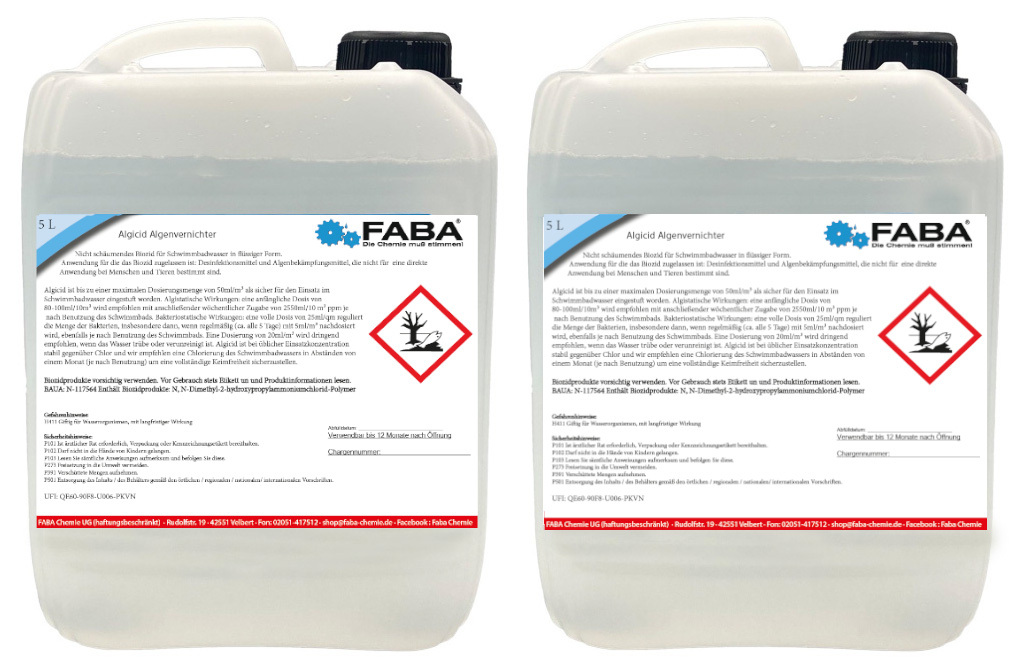 FABA Chemie FABA Algizid, Algicid, Algenverhütung, Algenex 2 x 5 Liter N-117564