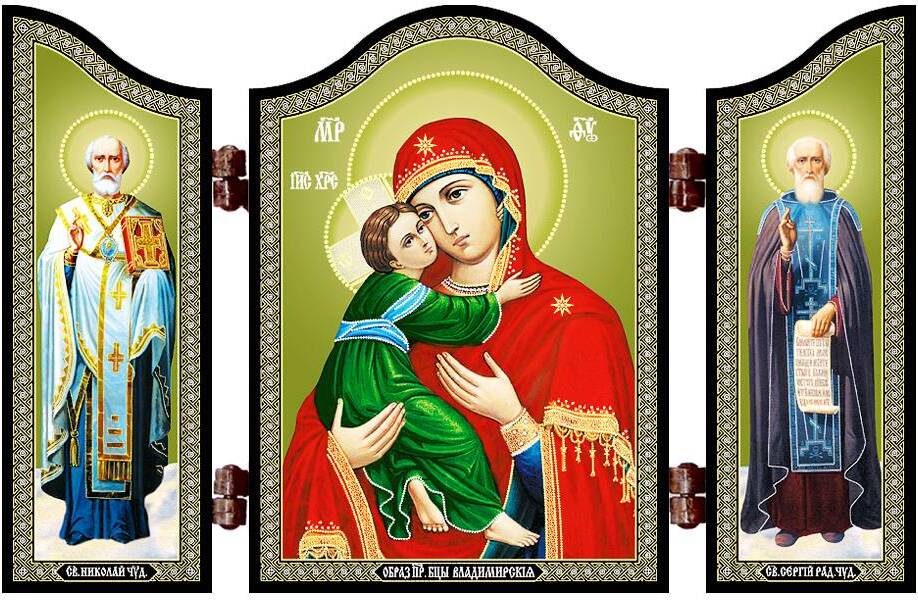 NKlaus 1447 Gm Von Wladimir Christliche Ikone Triptychon Vladimirskaja Bogorodica