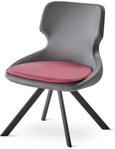 Bürostuhl Schwarz Arbeitszimmer Bordeaux Leder Edelstahl 1-Sitzer Büro