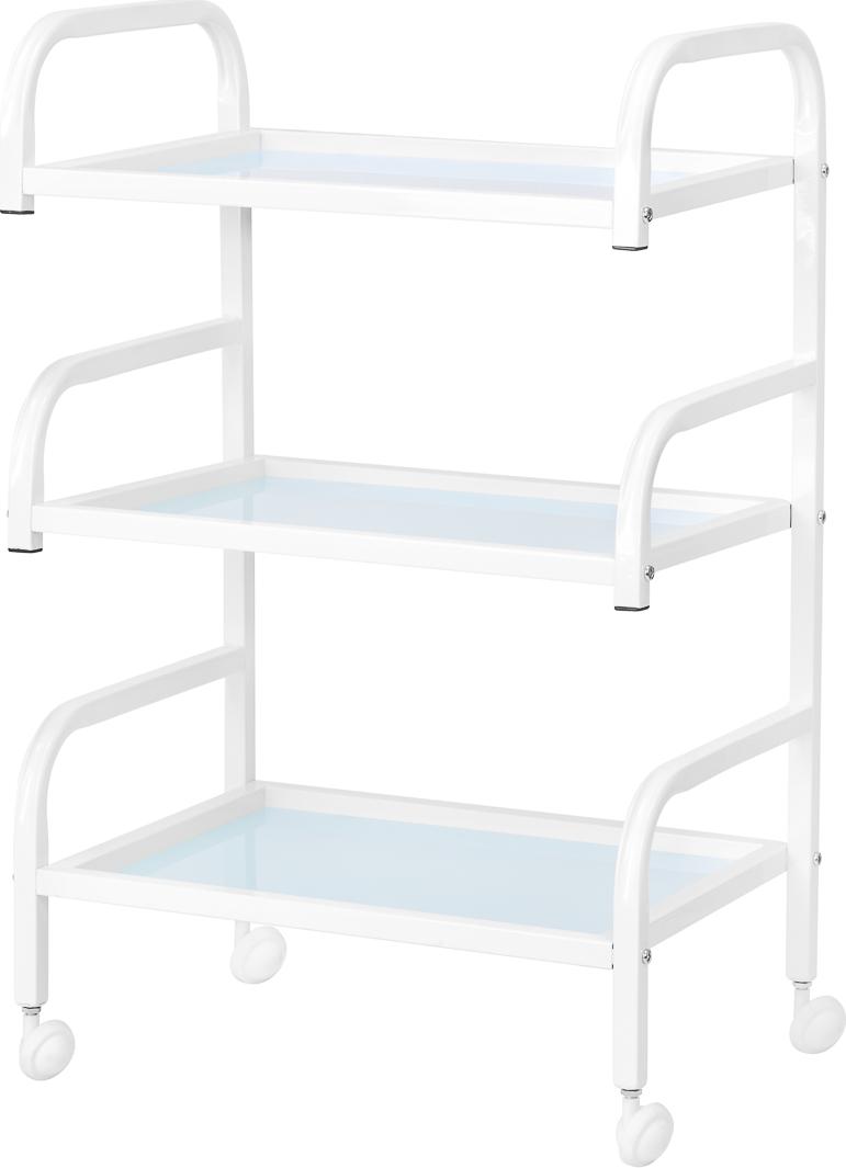 ACTIVESHOP Kosmetiktisch Basic 122 weiß mit 3 Glasablagen aus Aluminium für Kosmetiksalons & SPA-Studios