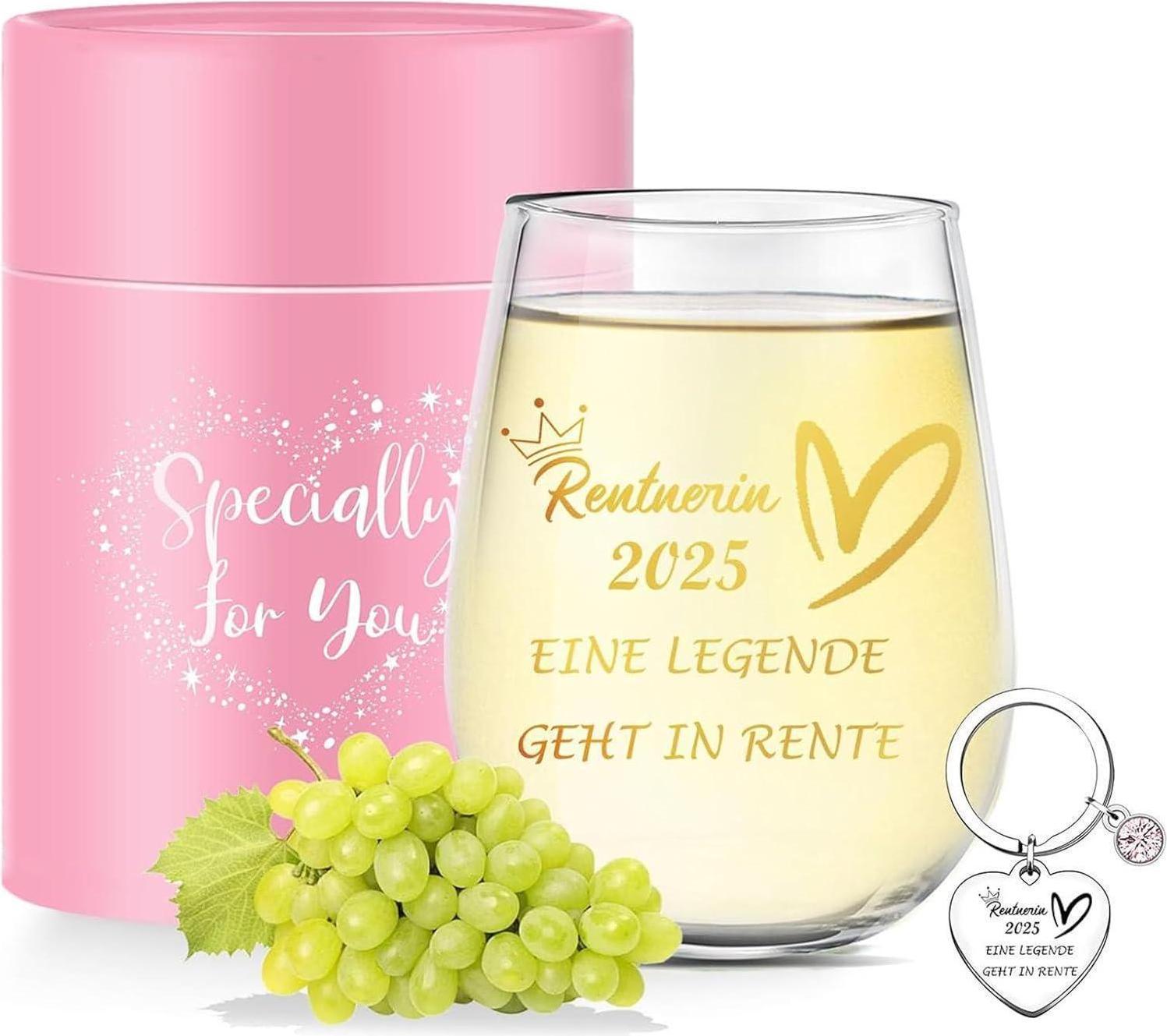 Sonstige Rentenglas 2024 Renteneintritt Geschenk Weinglas 480ml Personalisiert Ruhestand Gutschein Rente Rose