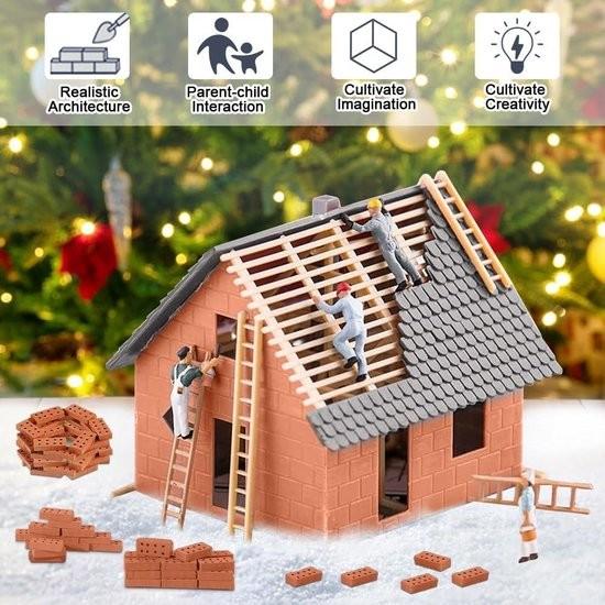 Merkloos Mini-Bausteine - 50 Stück rot - Miniaturbausteine für Bastelarbeiten - Modellbausteine - Bausteine - DIY-Puppenhaus-Gartendekoration. 111512-0