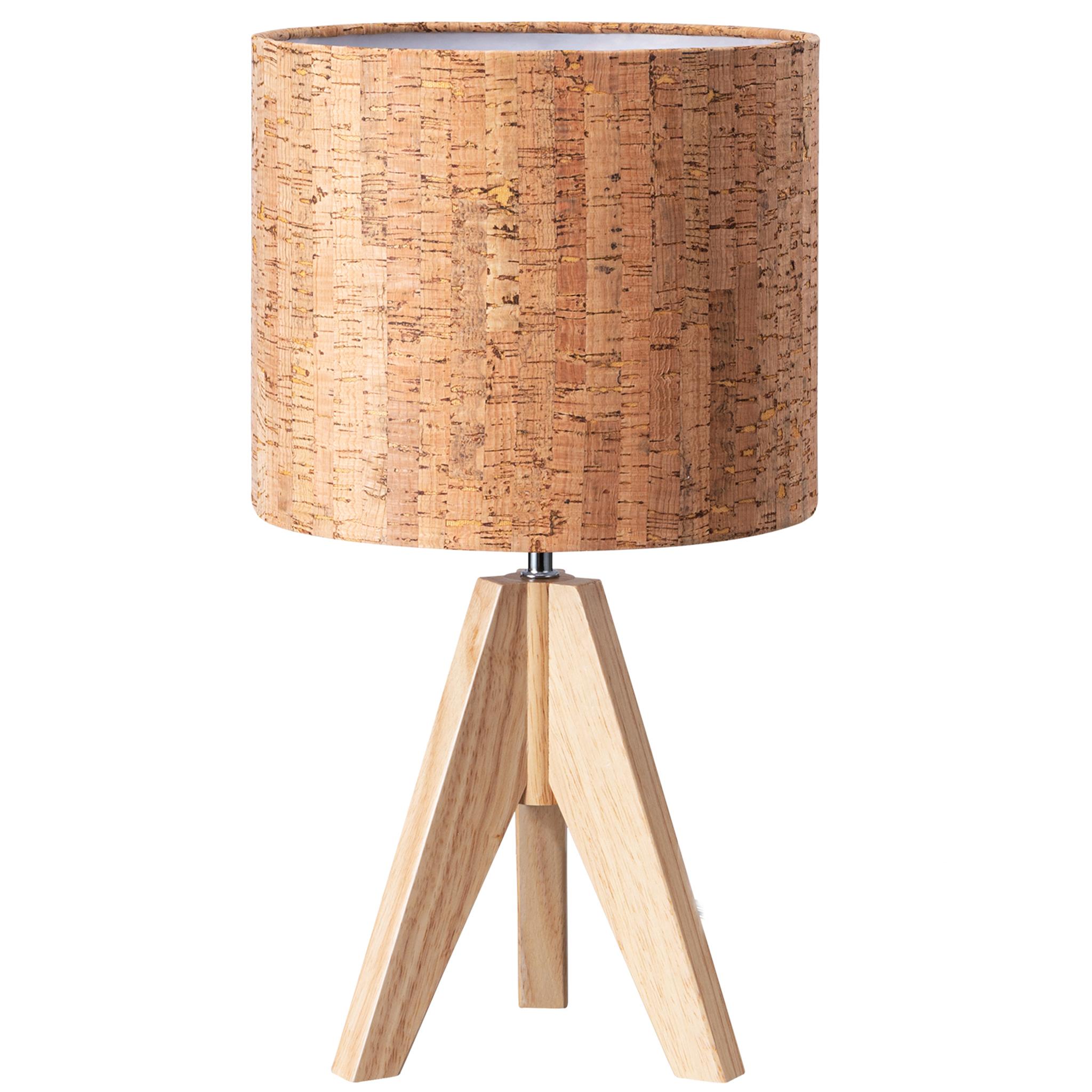 EDISHINE Nachttischlampe Holz, Tischlampe Vintage Landhaus, Boho Rindeneffekt DHLTL05N1