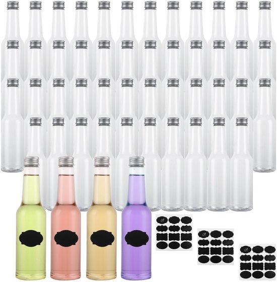 Benza Ibenzoa® 24 PET-Likörflaschen 350 ml – 219 x 56 mm, Schraubverschluss, BPA‑frei, inkl. 3 Etiketten, ideal für Hochzeit & Party