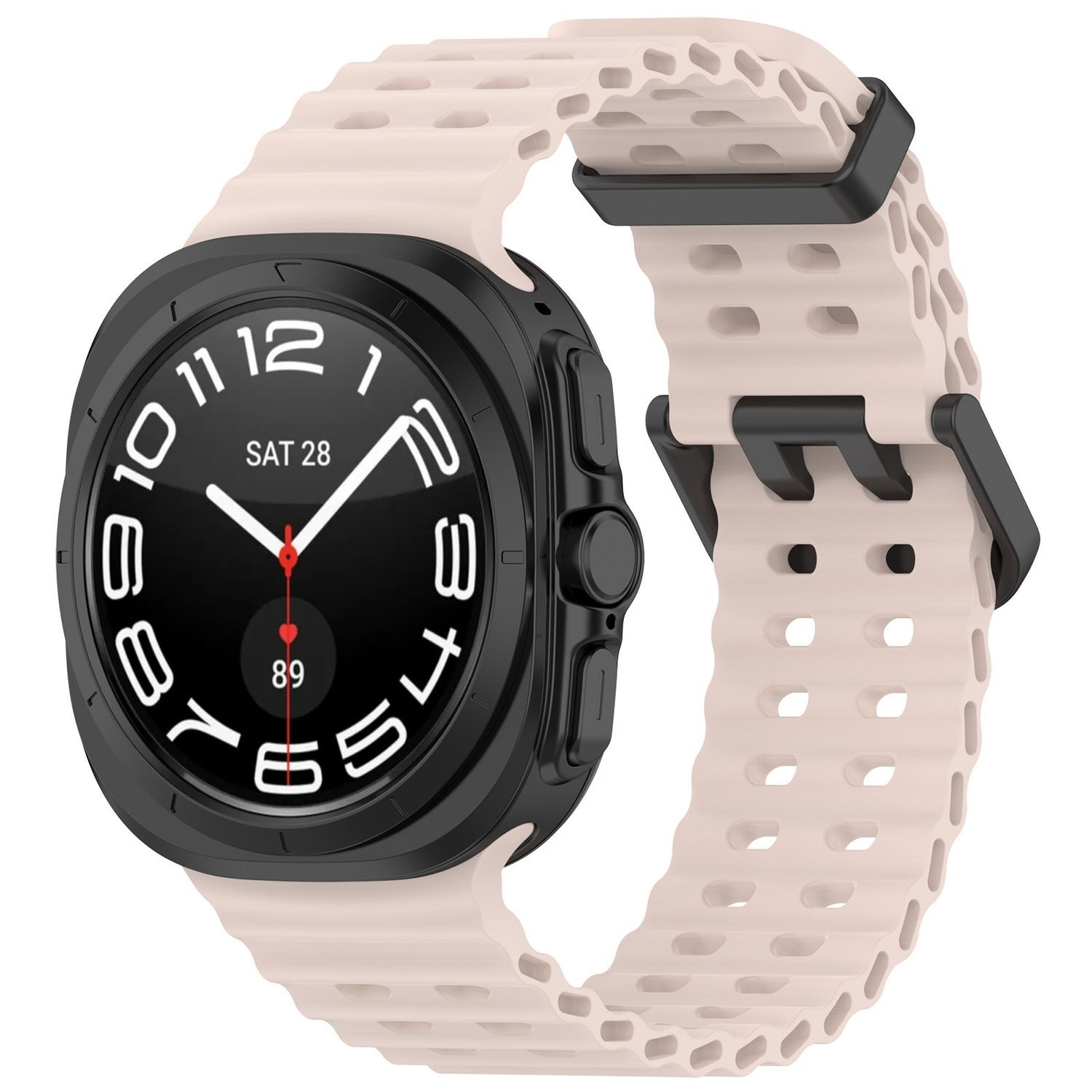 Pre Samsung Galaxy Watch Ultra 47 mm Silikónový dizajn Dvojitá pracka Náhradný pás na ruku Ružová