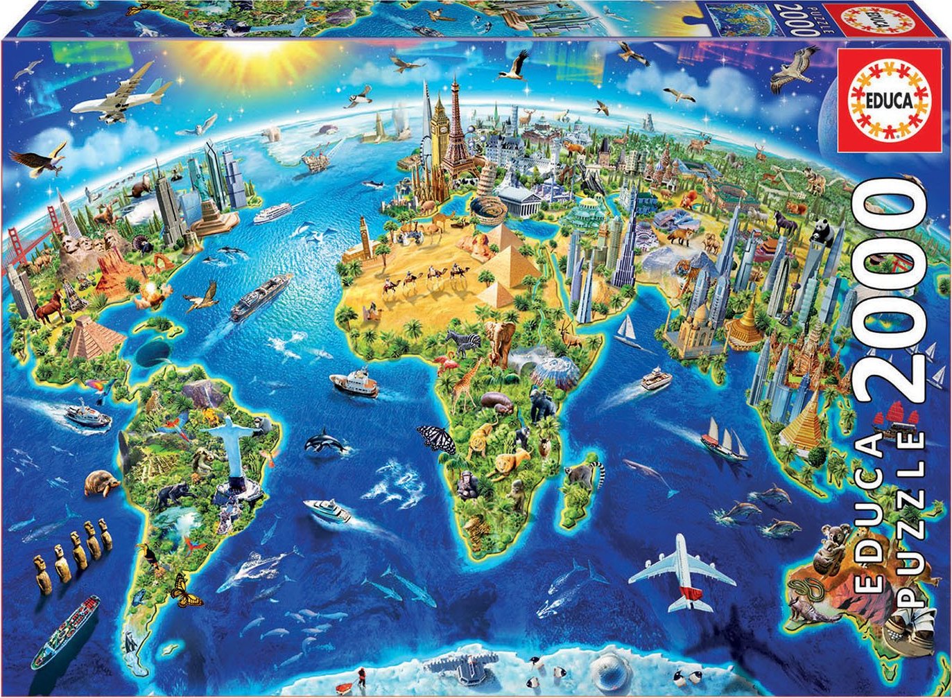 Educa Puzzle. World Landmarks Globe 2000 Teile 17129