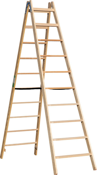 Josef Steiner Holz Stufen Doppelleiter Mod. HST - Sprossenanzahl: 2 x 10, Länge: 2,64 m