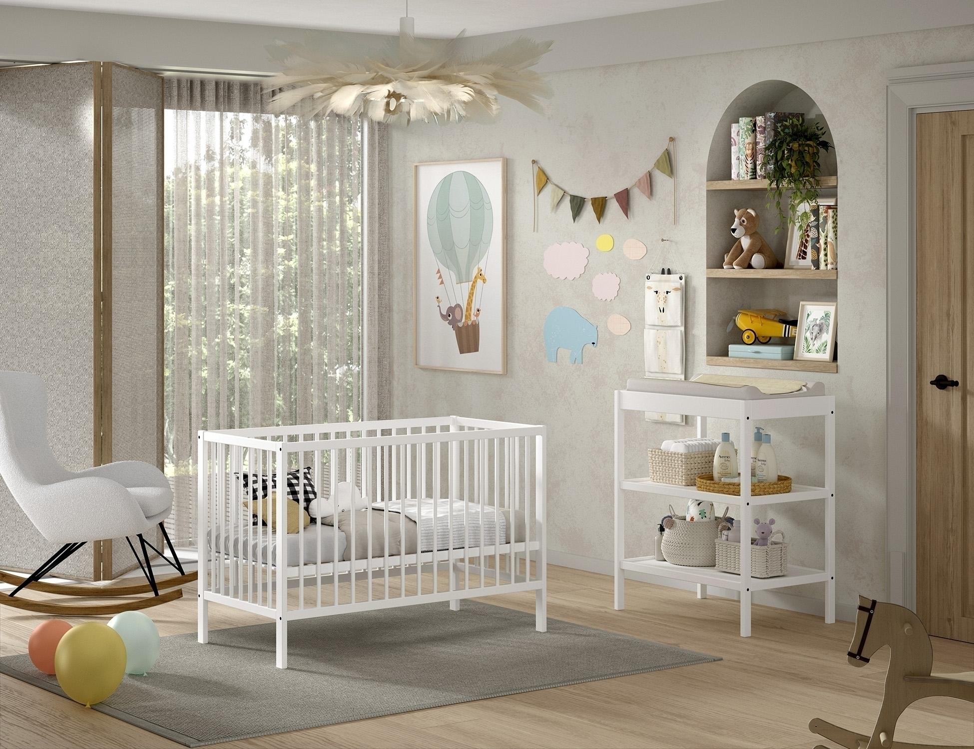 Vipack Babymöbel-Set >Dino< in Buche Weiß, Massivholz - 124,4x84,4x65,4cm (BxHxT) 881012