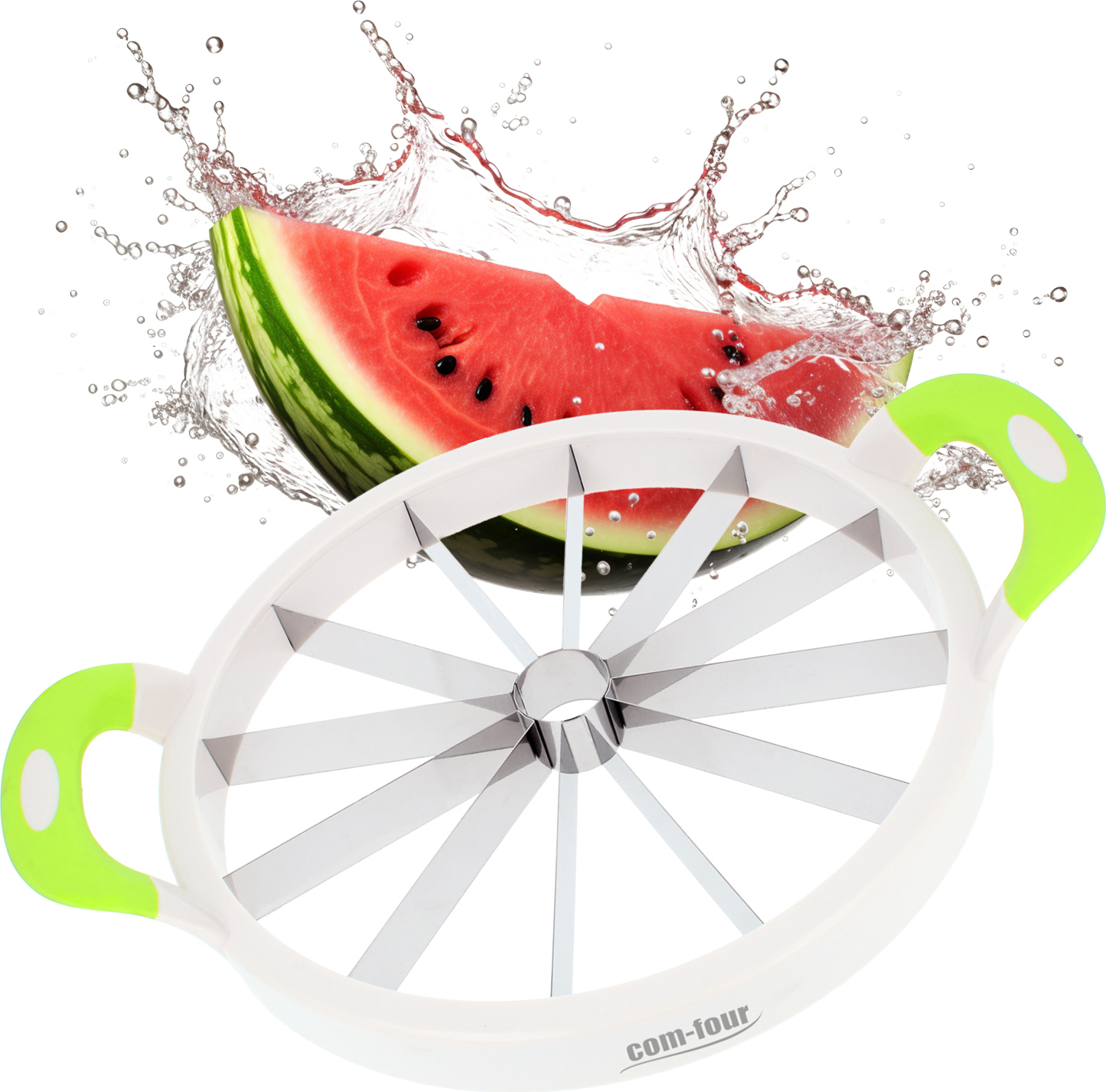 com-four® Melonenschneider für alle Melonensorten - Melonenmesser für Wassermelone oder Ananas - Ø 28 cm CF7594