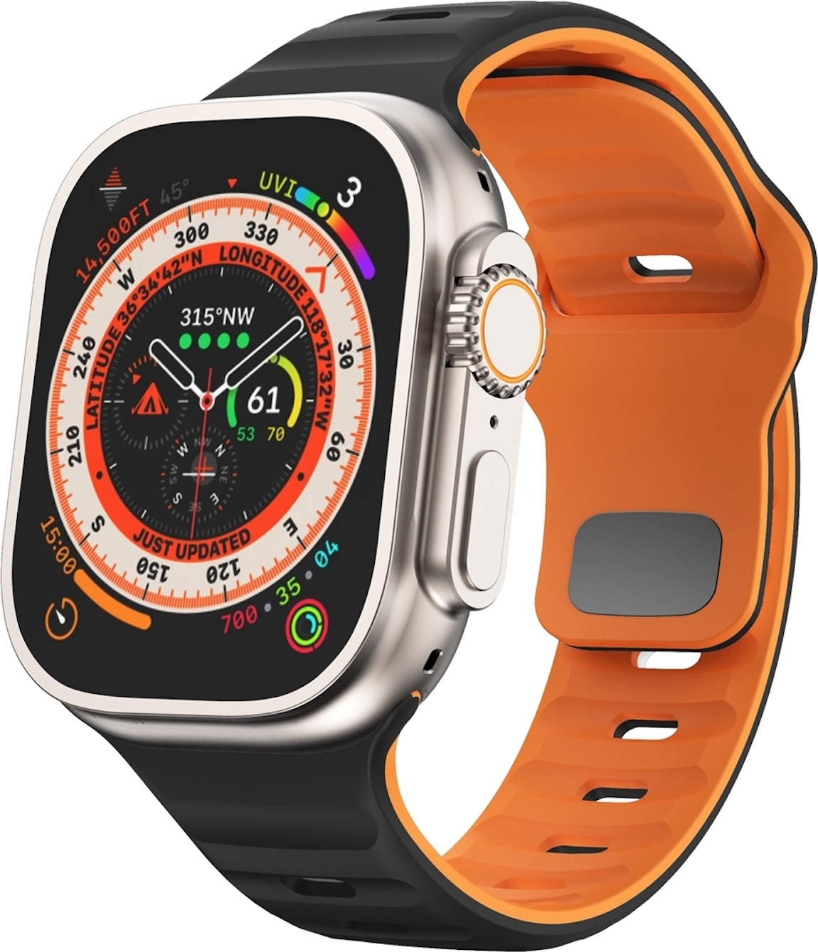 Pre Apple Watch Ultra 2 / 1 49 mm silikónový dizajn Wave náramok čierny