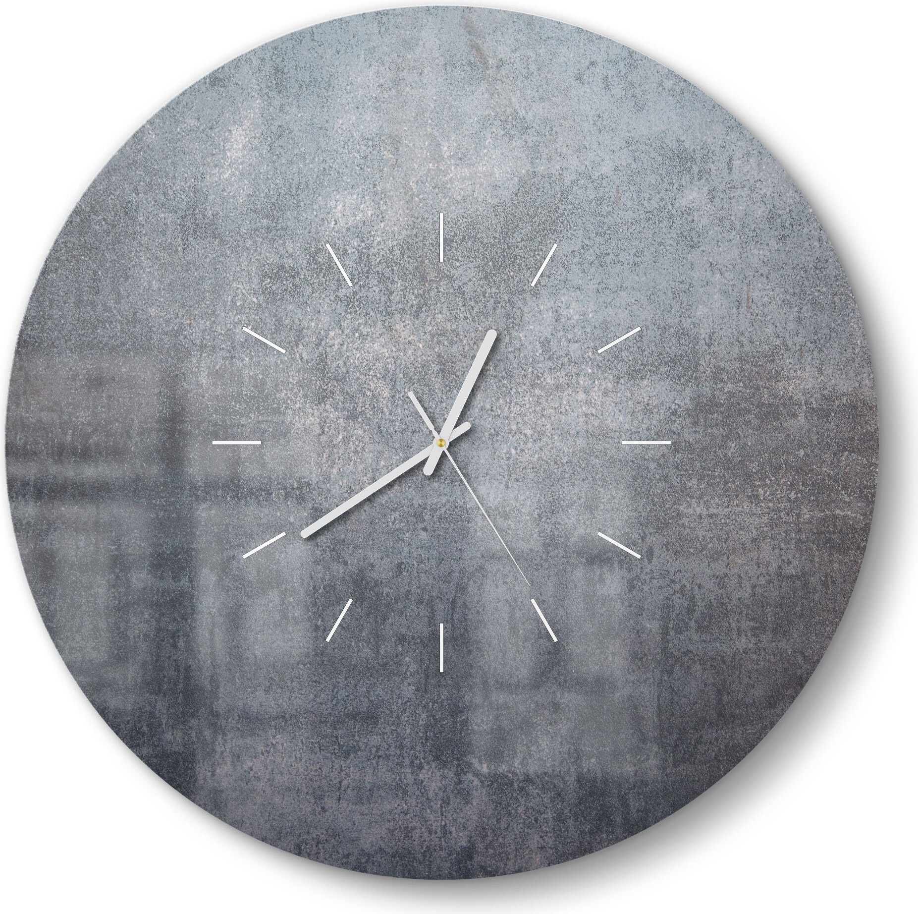 DEQORI Glasuhr Ø50 cm Modern 'Raue Metalloberfläche' Wanduhr Glas Uhr Design leise WC-D50-M-1187