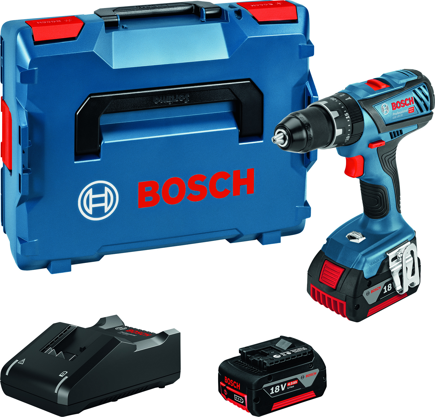BOSCH 06019H400C BOSCH GSB 18V-28 Profesionálna akumulátorová príklepová vŕtačka 18,0 V, s 2 akumulátormi