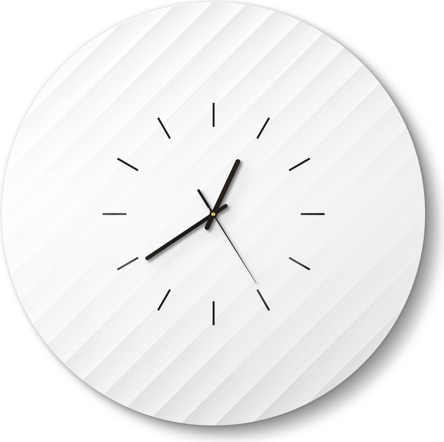 DEQORI Glasuhr Ø50 cm Modern 'Diagonale Erhebungen' Wanduhr Glas Uhr Design leise WC-D50-M-1669