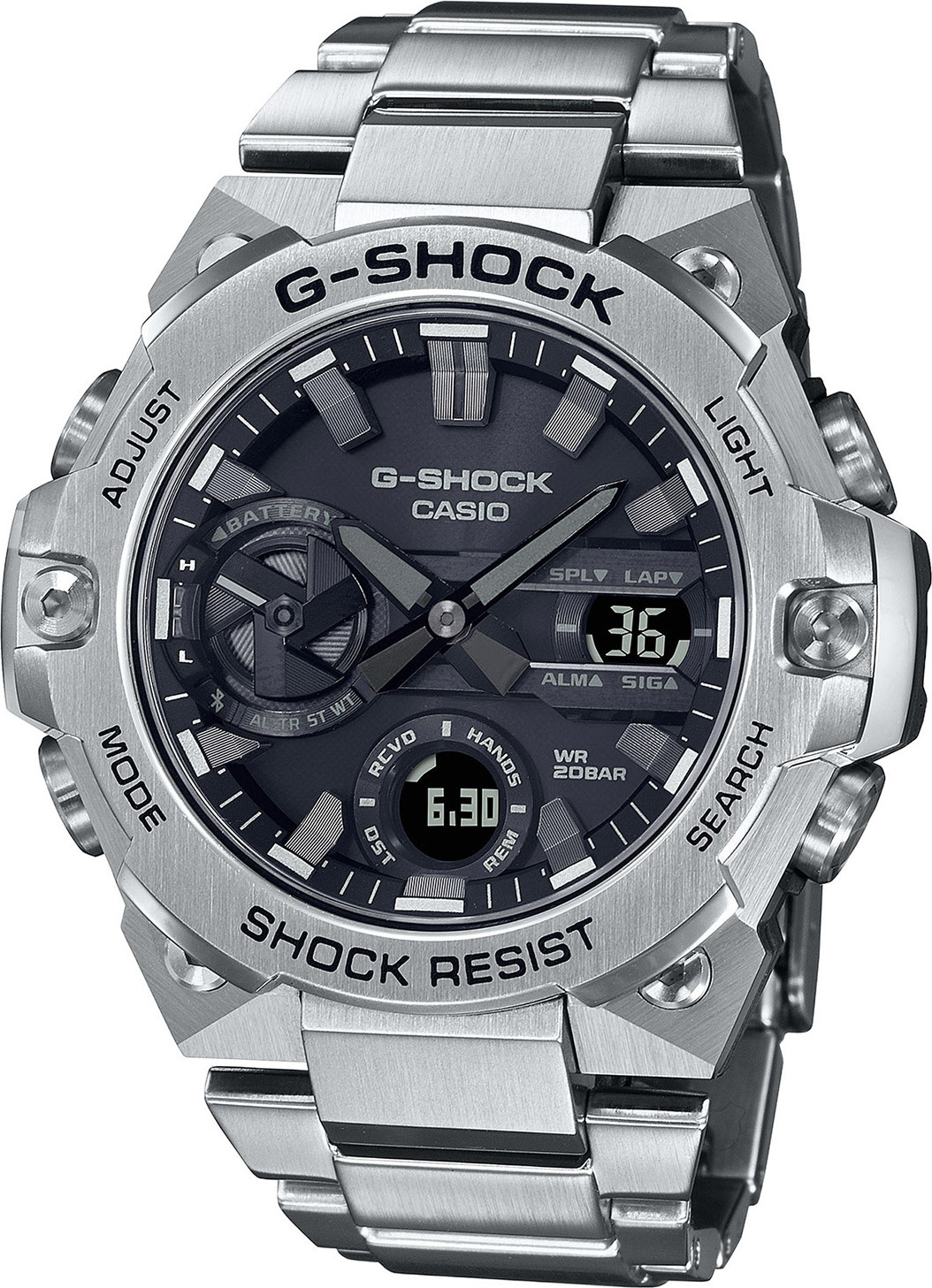 Casio GST-B400D-1AER Pánske analógové digitálne náramkové hodinky z nerezovej ocele striebornej farby