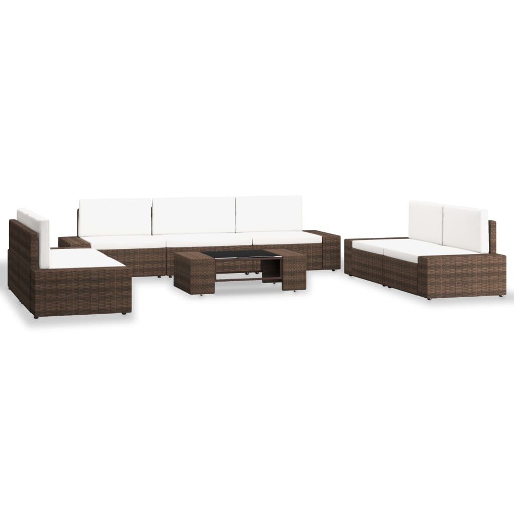 The Living Store 8-tlg. Garten-Lounge-Set Poly Rattan Braun