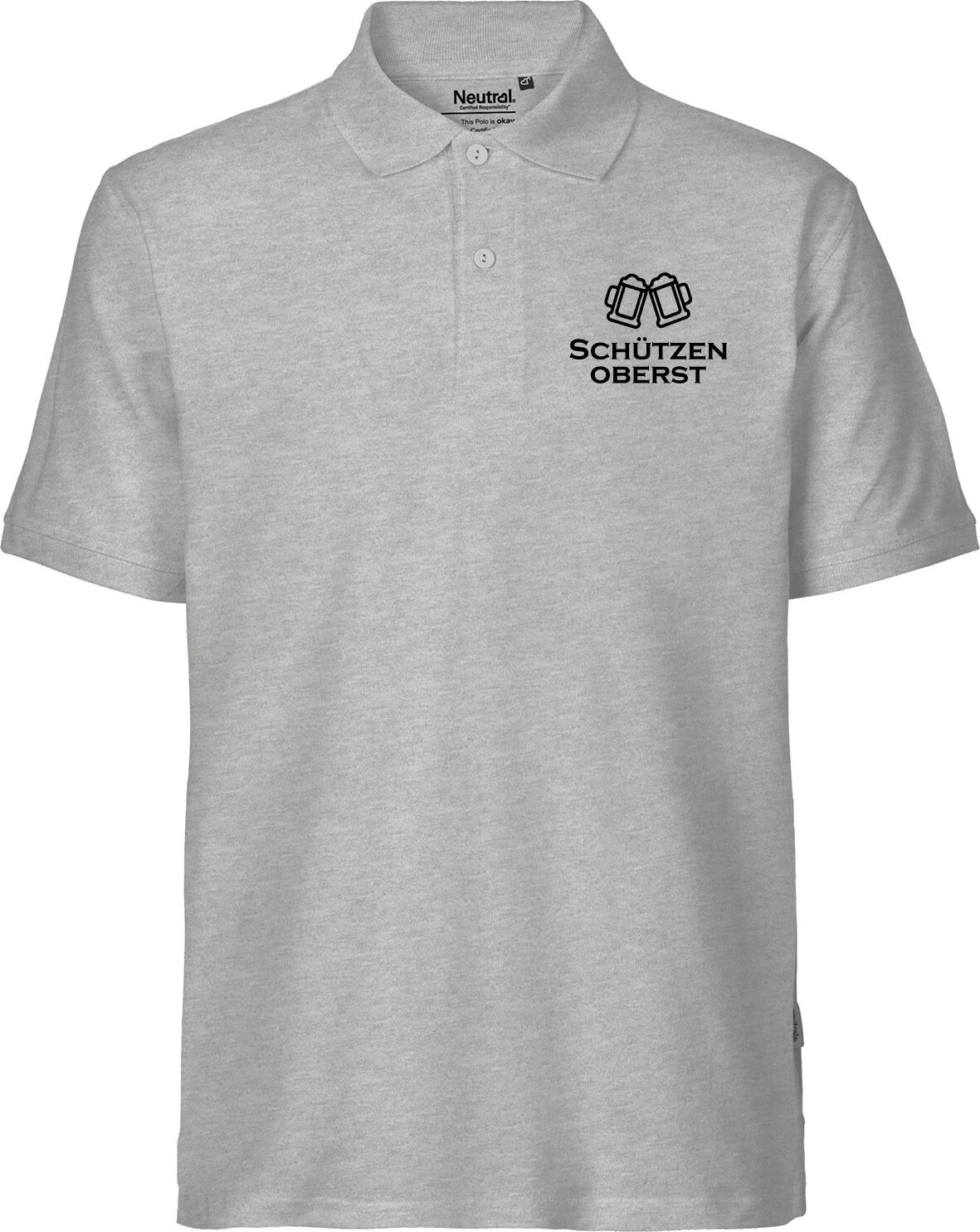 Hellweg Druckerei Huuraa Mens Poloshirt Schützenoberst Schützenfest Geschenk Größe XL Sport Grey Bio Baumwolle Fairtrade Schützenoberst Präsent 3727HP-XL-SGREY
