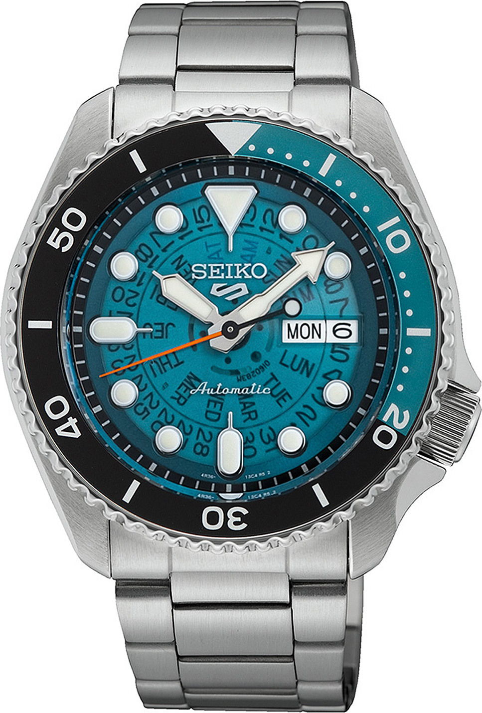 Seiko 5 športové SRPJ45K1 Pánske automatické modré skeleton Dial hodinky