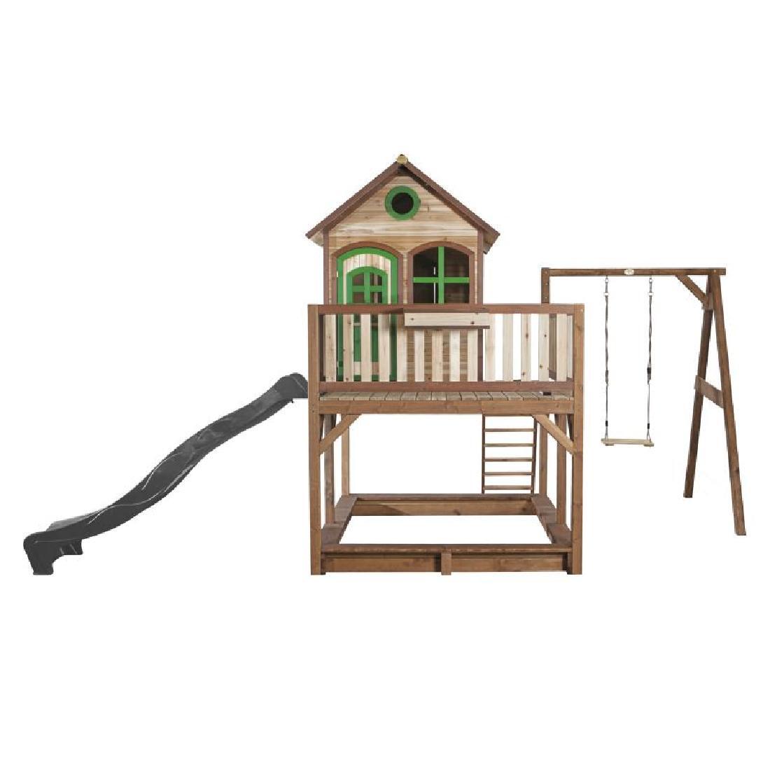 Pragma Axi Playhouse Liam 277 x 541 x 291 cm Holz Natur Grün Grau A030.152.80