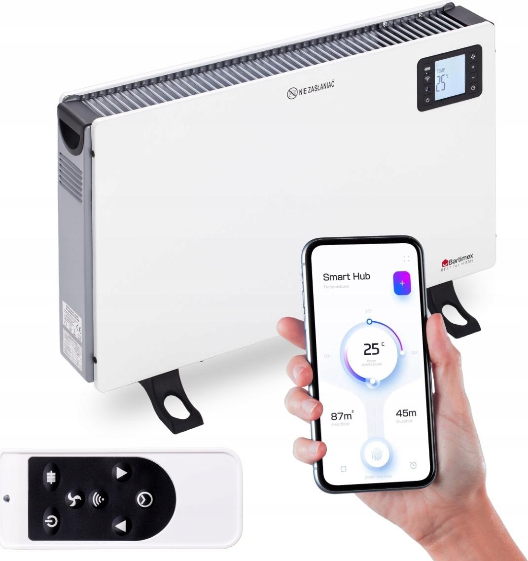 Elektrický konvektor 2000W termostat, WiFi, TURBO, diaľkové ovládanie