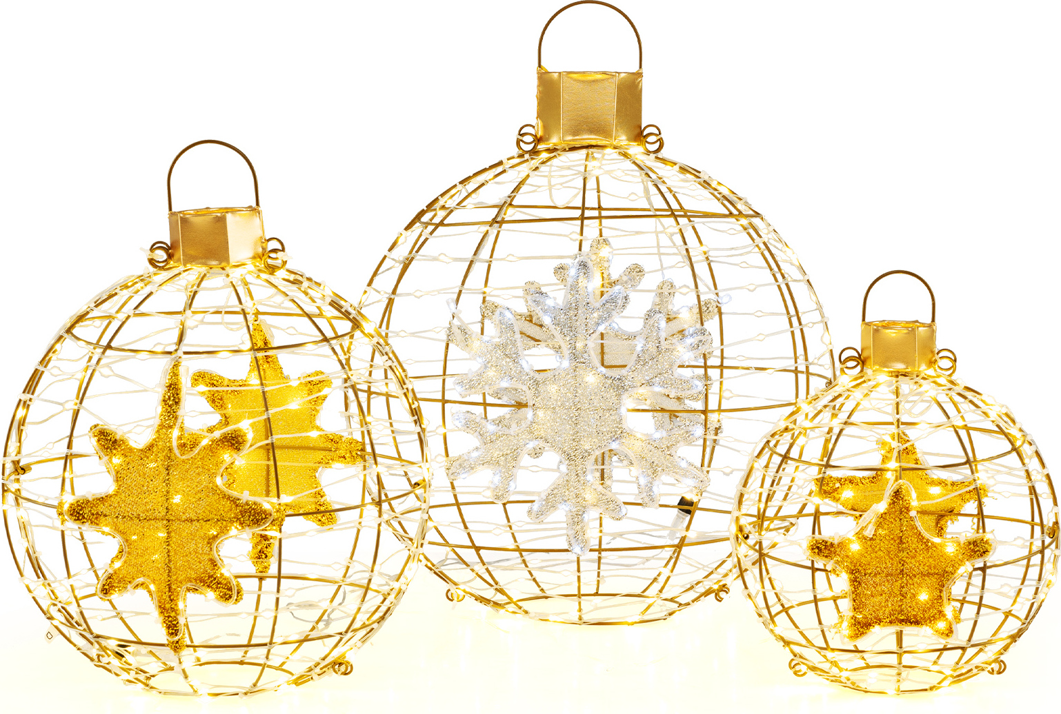 COSTWAY 3-tlg LED Dekokugeln Set - Leuchtkugeln Für Innen & Außen Weihnachtsdeko