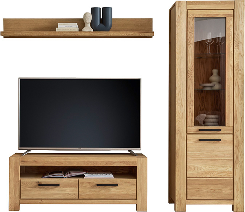 Lomadox Wohnwand braun SELISTE-06 Wildeiche teilmassiv geölt 3-teilig LA06-SELISTE-06-SET22