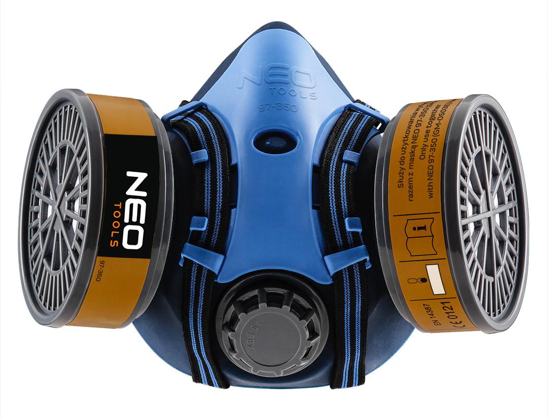 NEO TOOLS Profi A1 Atemschutzmaske Set, Silikon Halbmaske, Organische Dämpfe, Lackierung, Lösungsmittel, Hoher Komfort,