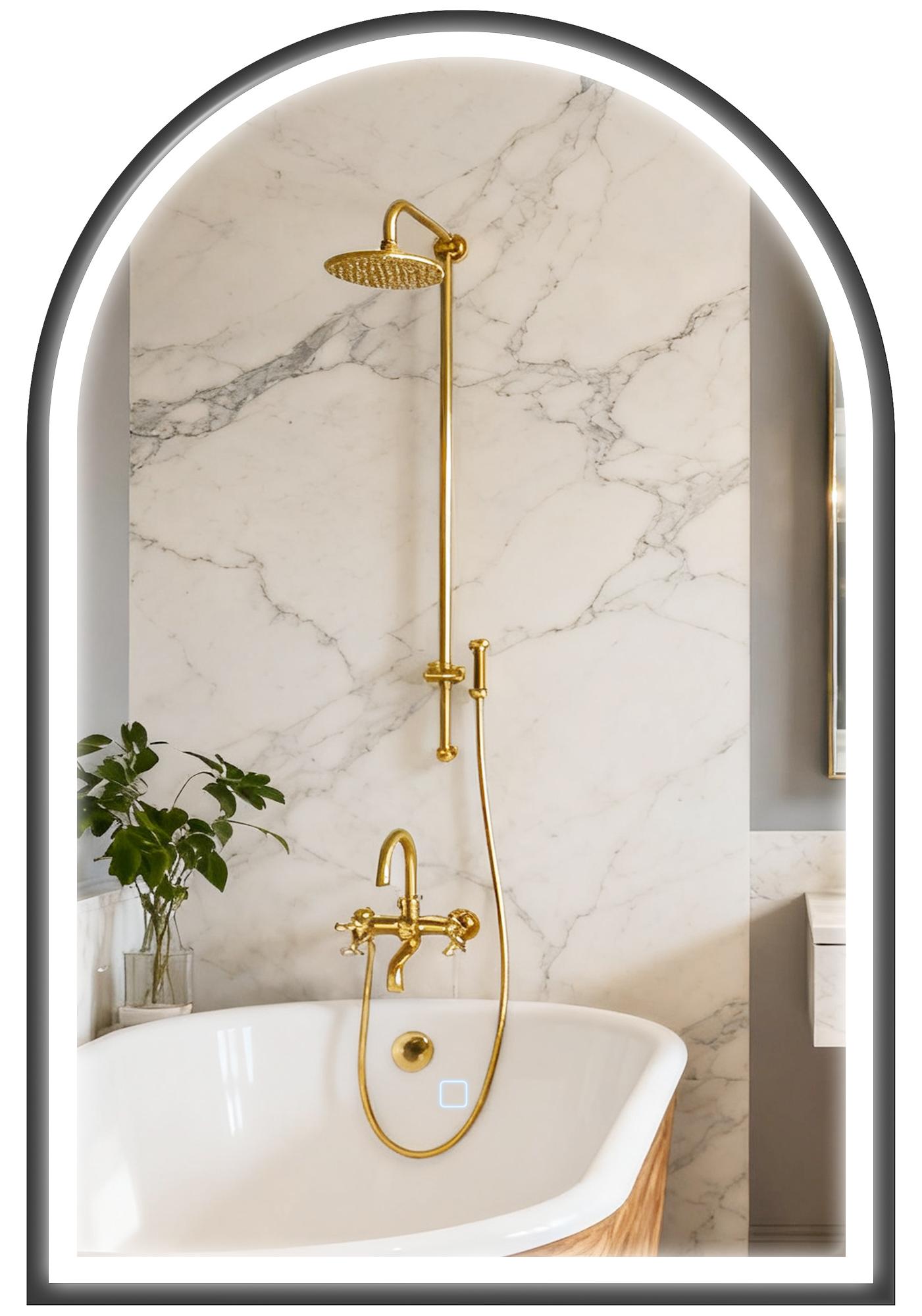 HOMCOM LED Badezimmerspiegel 60 x 90cm mit Beleuchtung, Front- & Rückbeleuchtung 834-887V01BK