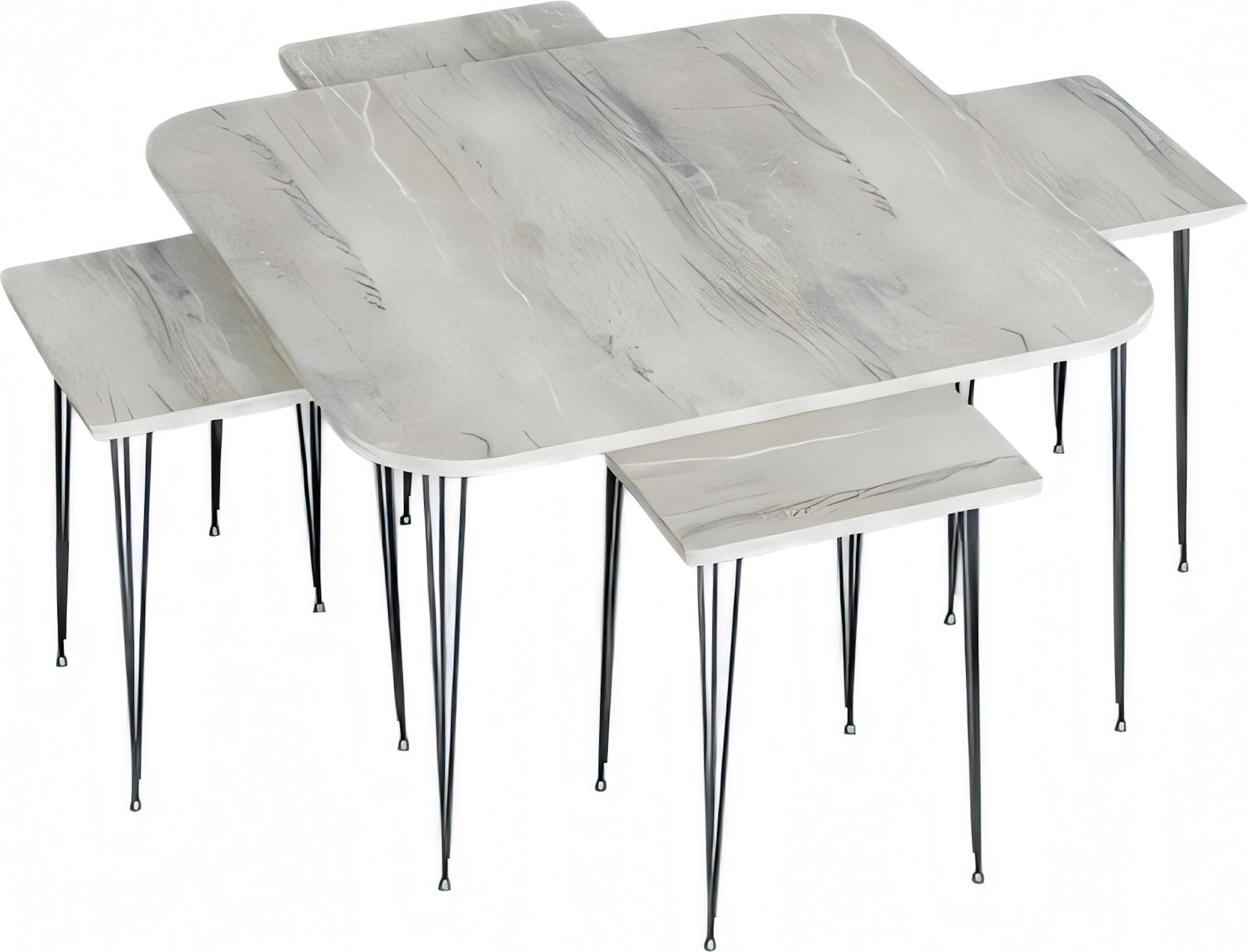 AEA Grauer Holz-Couchtisch mit Beistelltischen modern