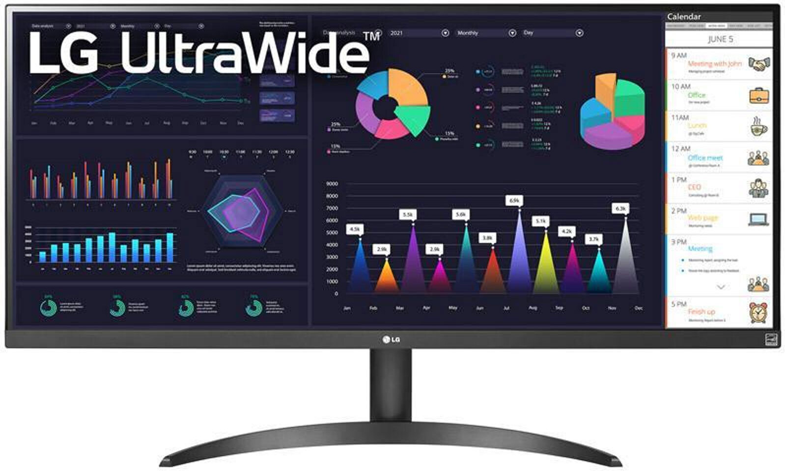 LG Monitor UltraWide 34WQ500-B, Schwarz, 34 Zoll, Full-HD, IPS, 100 Hz, 5 ms