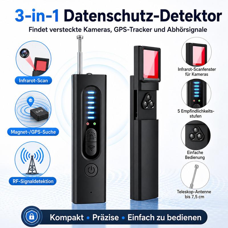 Dopwii Anti-Spionage Detektor 4-in-1, RF Signal Detektor, GPS Tracker Finder, Kamera Finder, Mini Bug Detector 6 Stufen KAUF-TRAD-CE3135-020