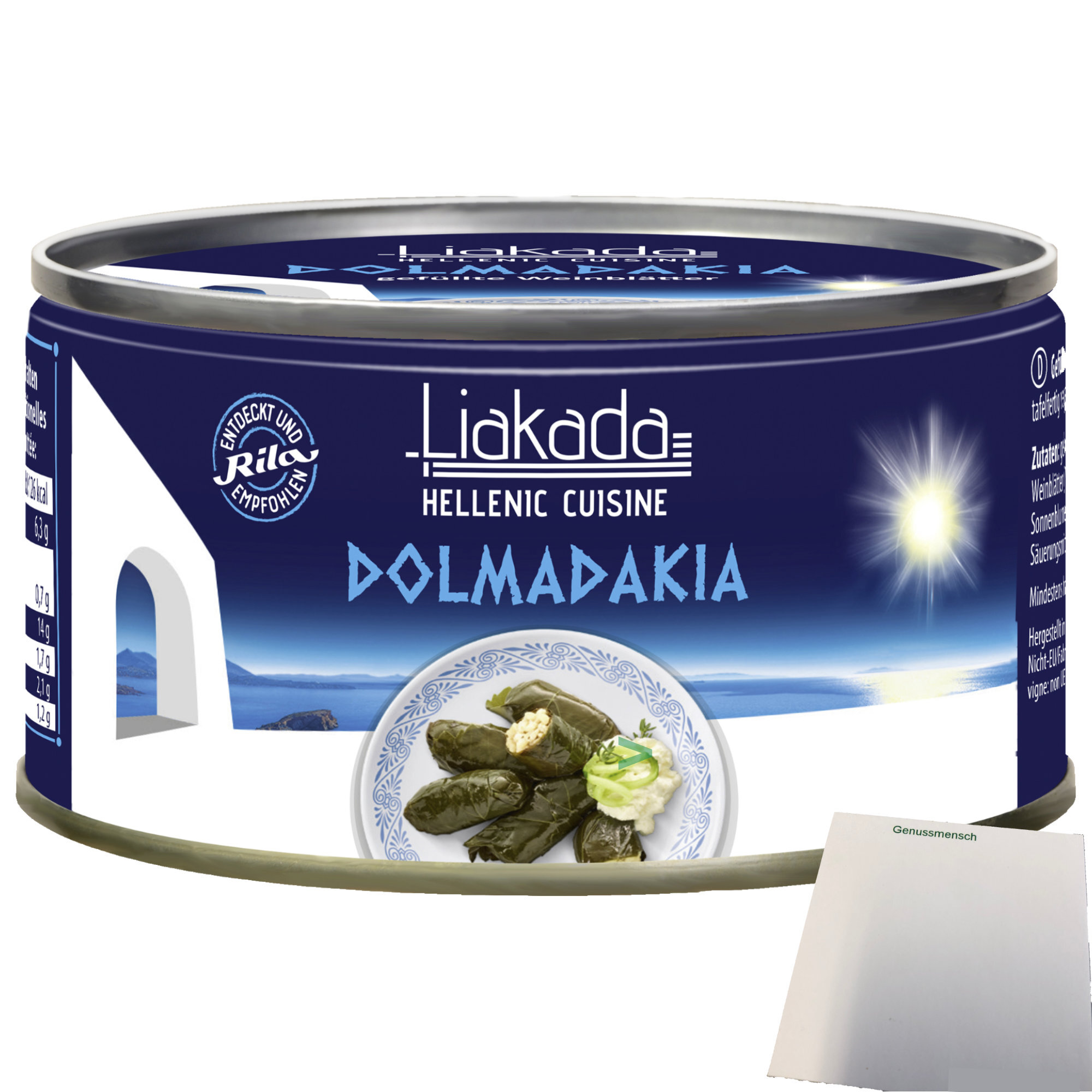 Liakada Dolmadakia Gefüllte Weinblätter Mit Reis In Öl (200g Dose) + usy Block