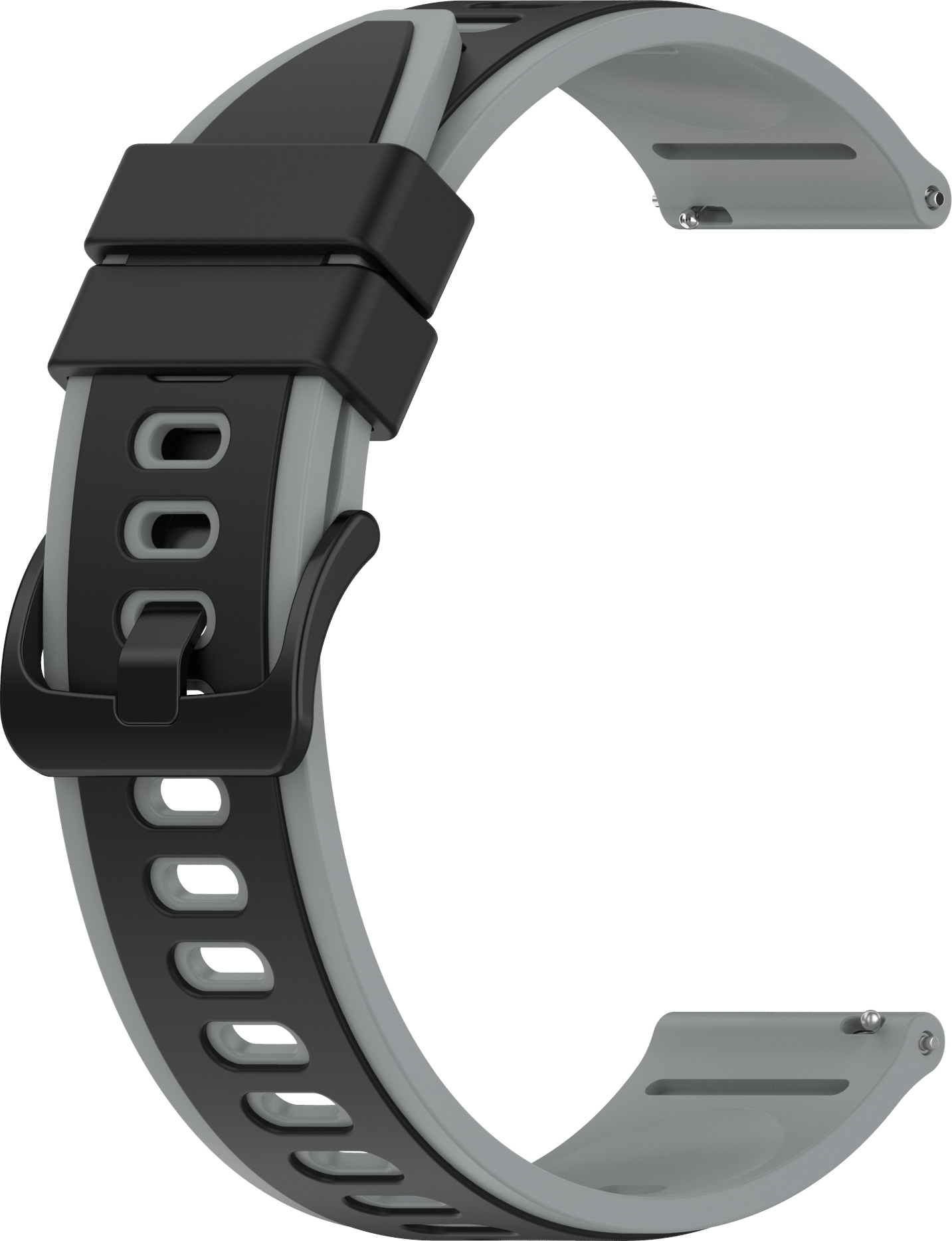 Uhrenarmband Belize 20mm Schwarz Leder/Silikon Alligator-Praegung