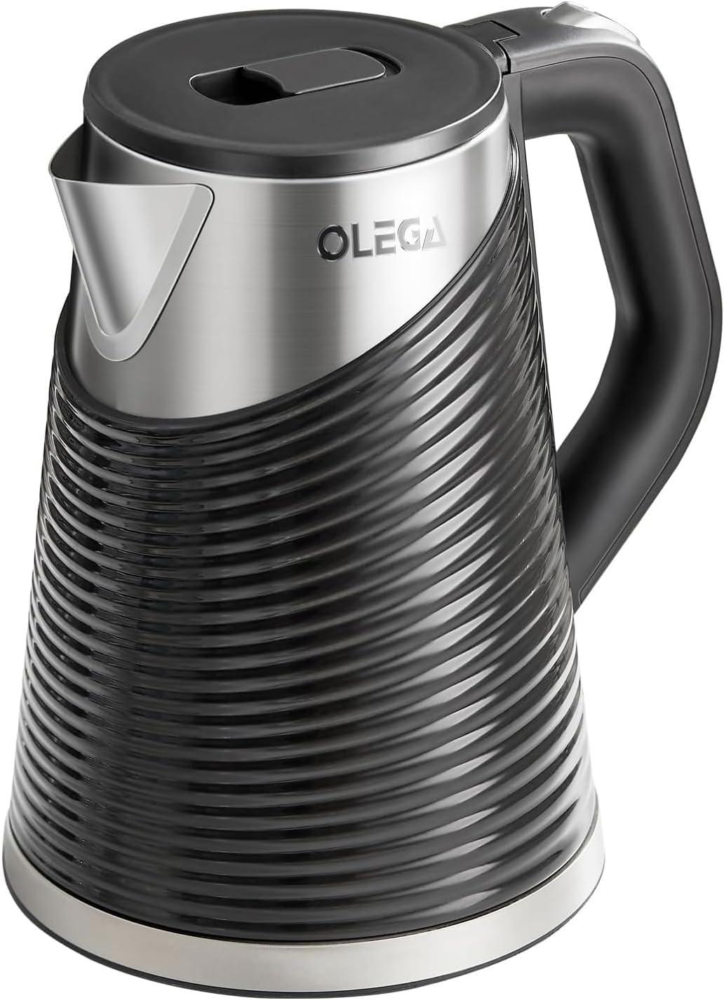 Amazon OLEGA Wasserkocher 1,8L, 1800W, BPA-frei, Edelstahl, schnell & sicher, Abschaltautomatik, Cool-Touch, energiesparend, ideal für Tee & Kaffee