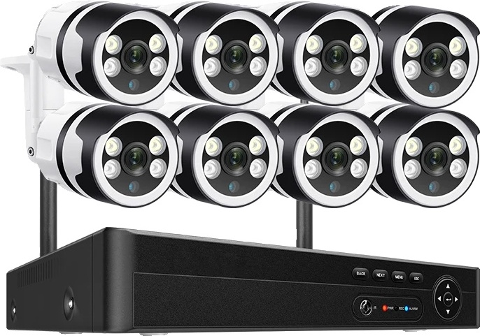 Bezpečnostný kamerový systém WiFi, 8CH s možnosťami 3MP/5MP, detekcia ľudí a obojsmerný zvuk, 8CH a 8 ks 5MP kamier, 3T (vonkajšie športy)