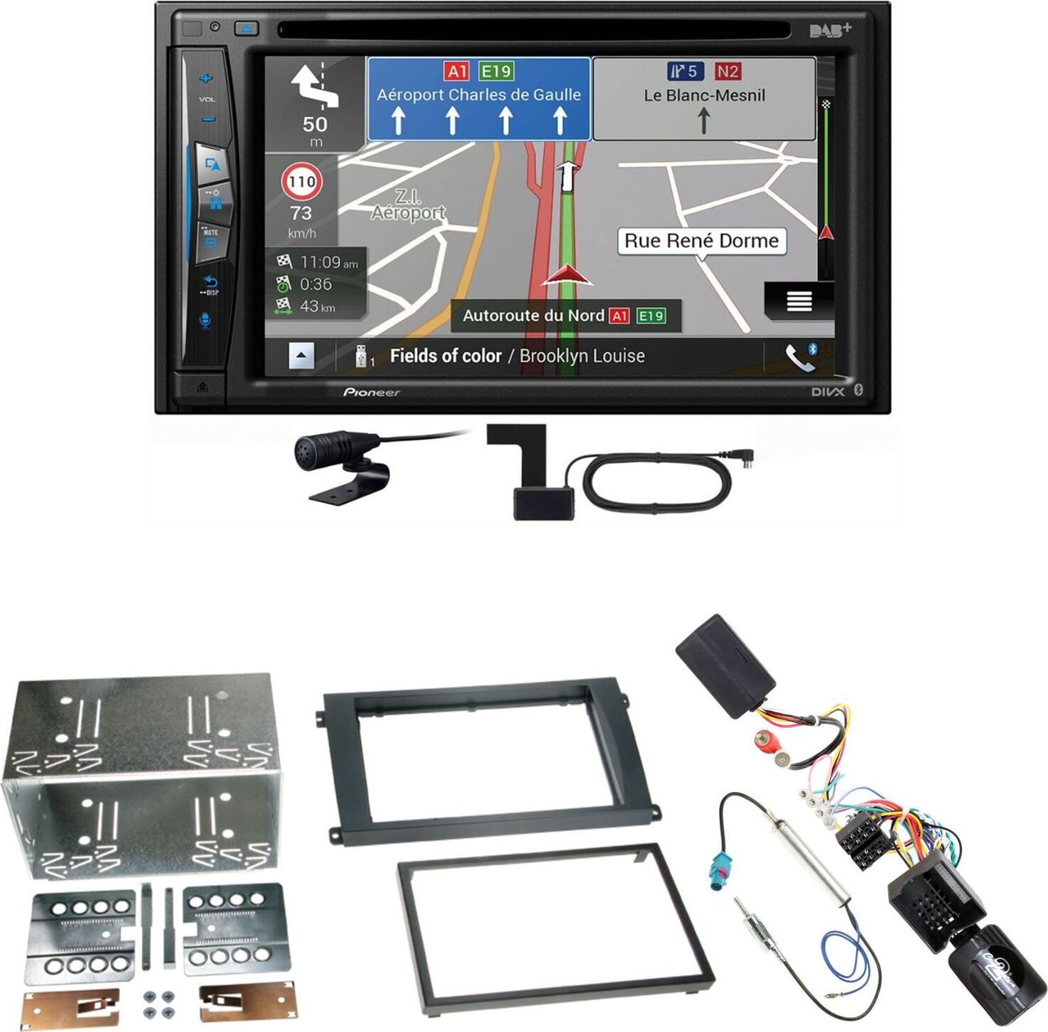 Pioneer AVIC-Z730DAB USB Navigation DAB+ Einbauset für Porsche Cayenne ab 2007