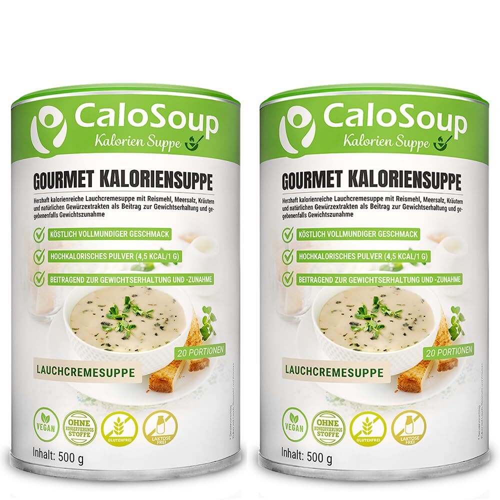 KAP3 Hochkalorische Suppe für Gewichtszunahme I Nahrung hochkalorisch Gourmet Fertigsuppe mit vielen Kalorien I 20 Portionen CaloSoup (2 Lauchcreme Suppe)
