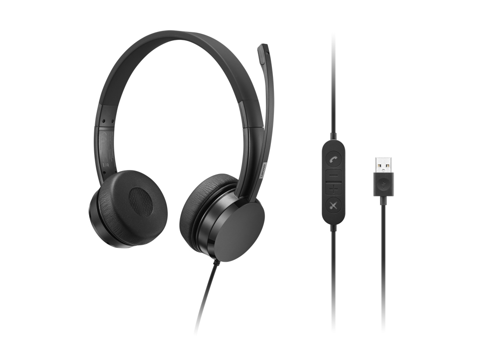 Lenovo slúchadlá USB-A Wired Stereo On-Ear Headset (with control box)