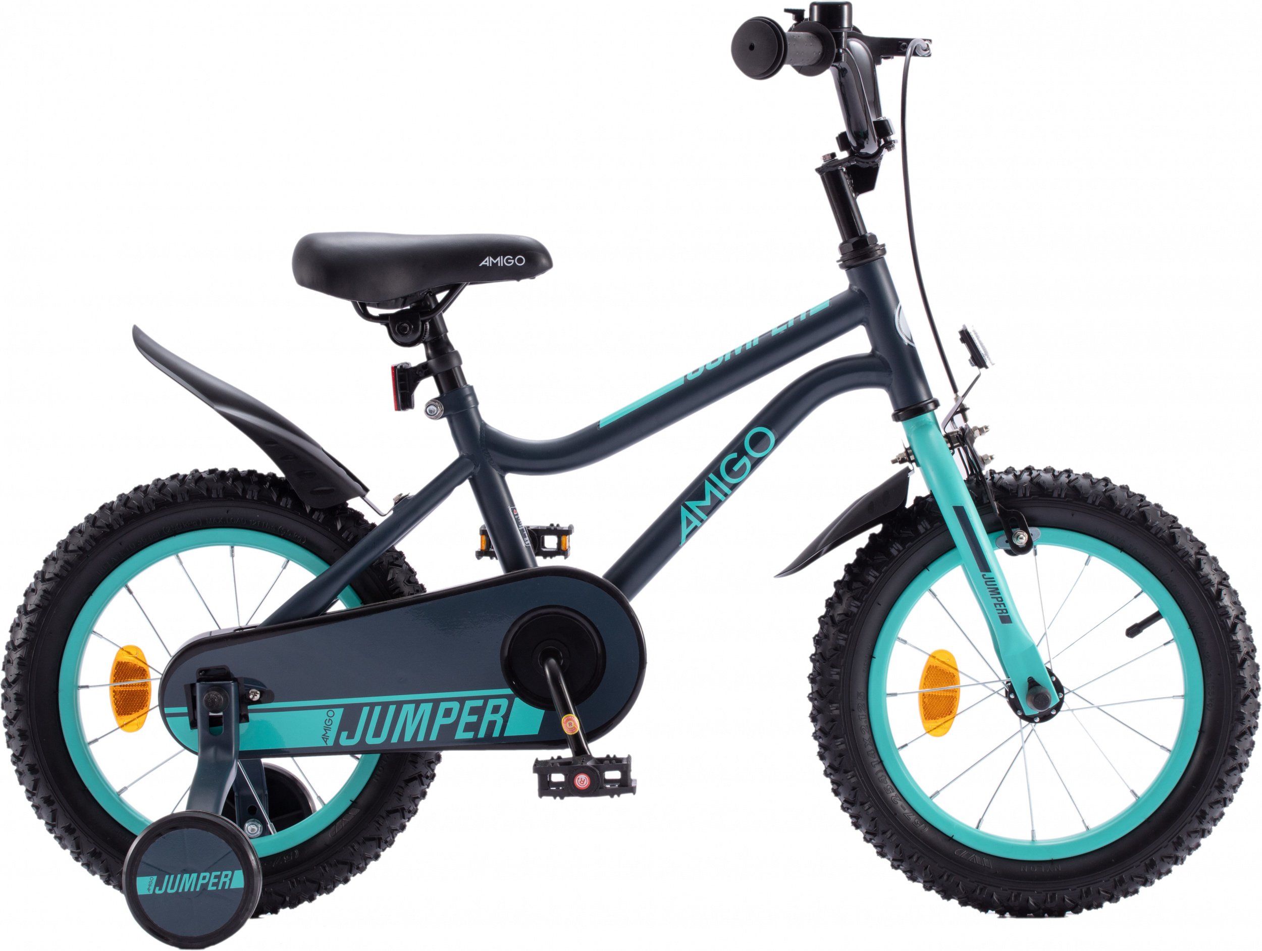 AMIGO Spiel + Freizeit GmbH 12 Zoll Kinderfahrrad BMX Fahrrad für Jungen und Mädchen Stützrädern Jumper Blau