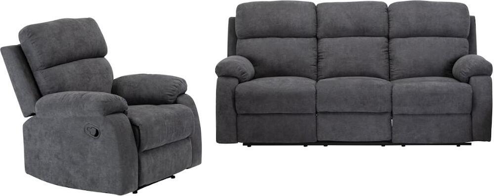 Vente-unique Relaxgarnitur 3+1 - Stoff - Anthrazit - TOLZANO