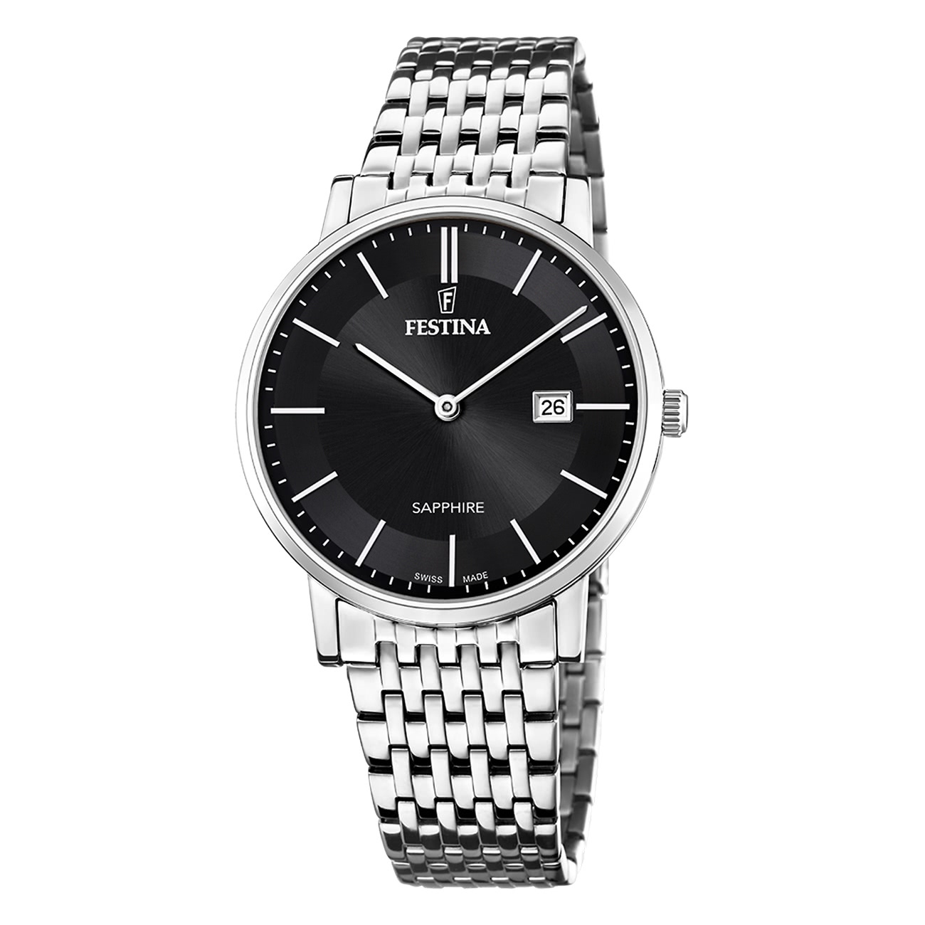 Festina F20018/3 Pánske hodinky Swiss Made analógový quartz s náramkom z nehrdzavejúcej ocele