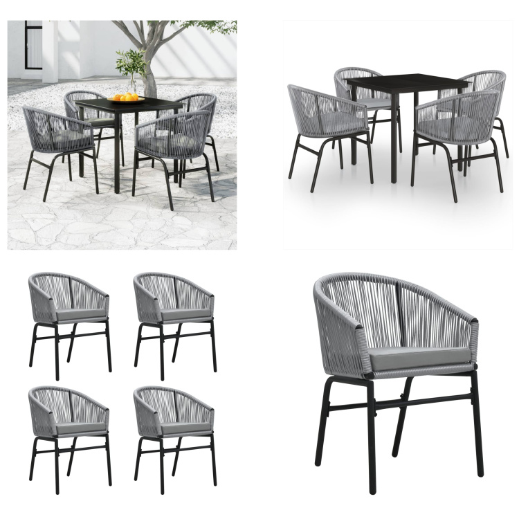 vidaXL 5-dielny záhradný jedálenský set sivý - Záhradný jedálenský set - Záhradné jedálenské sety - Jedálenský set - Jedálenský set na terasu