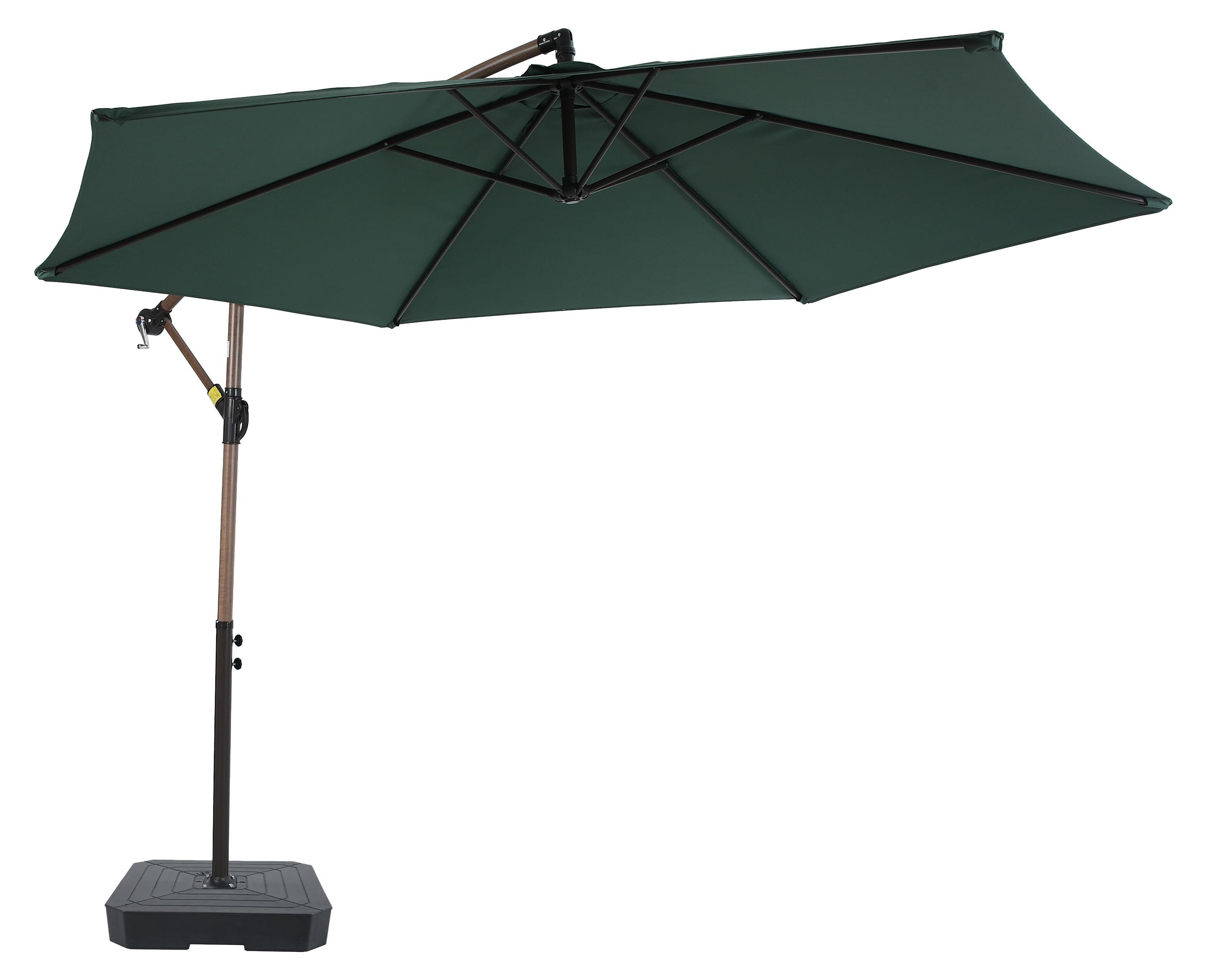 AXI Dion Ampelschirm Rund Ø 300 cm in Eichenoptik/Grün - inkl. Schirmständer | Sonnenschirm für Garten / Terrasse mit Pulverbeschichtetes Gestell | A101.503.44