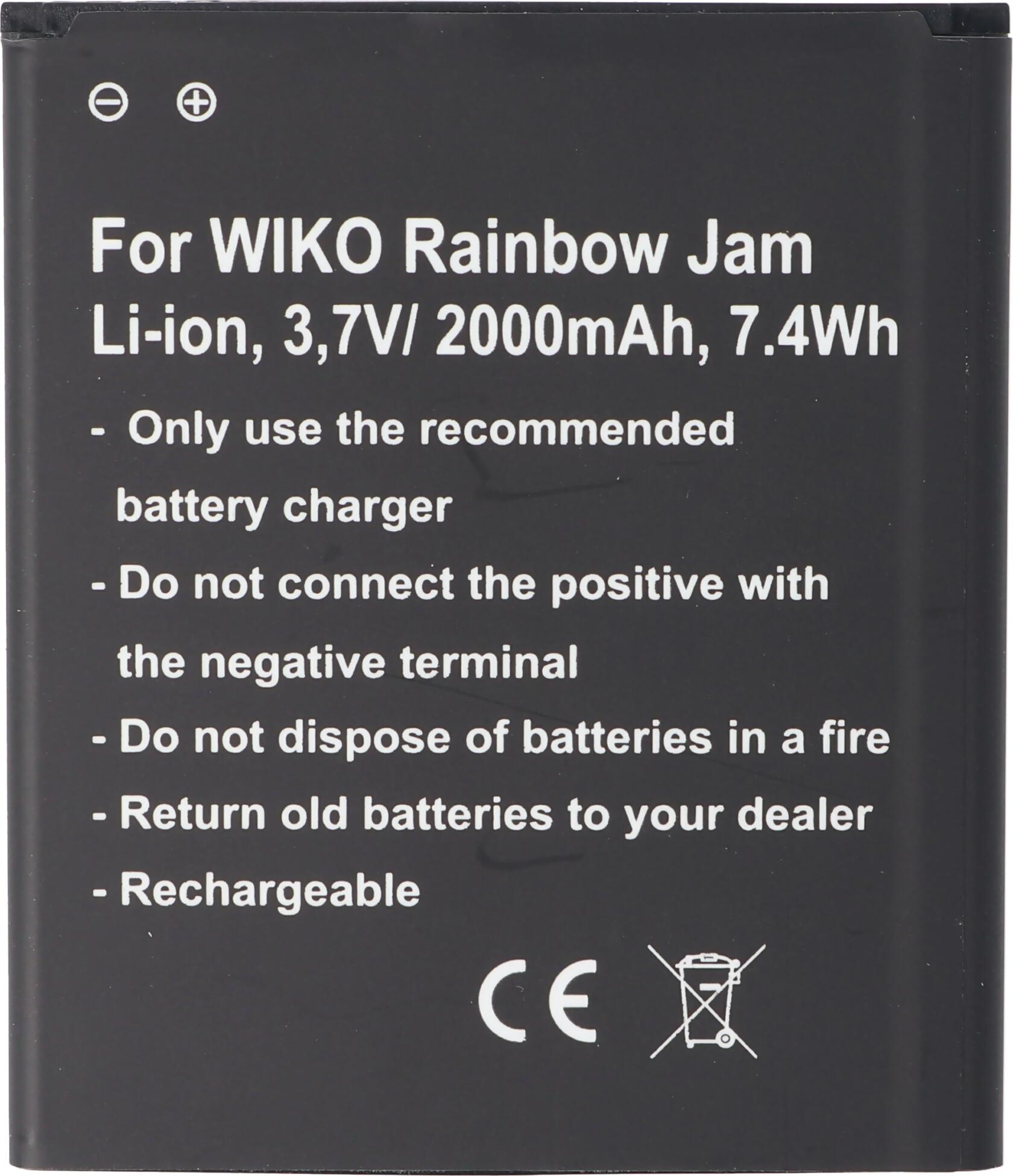 AccuCell Akku passend für Wiko Rainbow Jam, Wiko Rainbow Jam 4G, Akku 5222, 60,2 x 70,0 x 4,7mm RAINBOWJAM