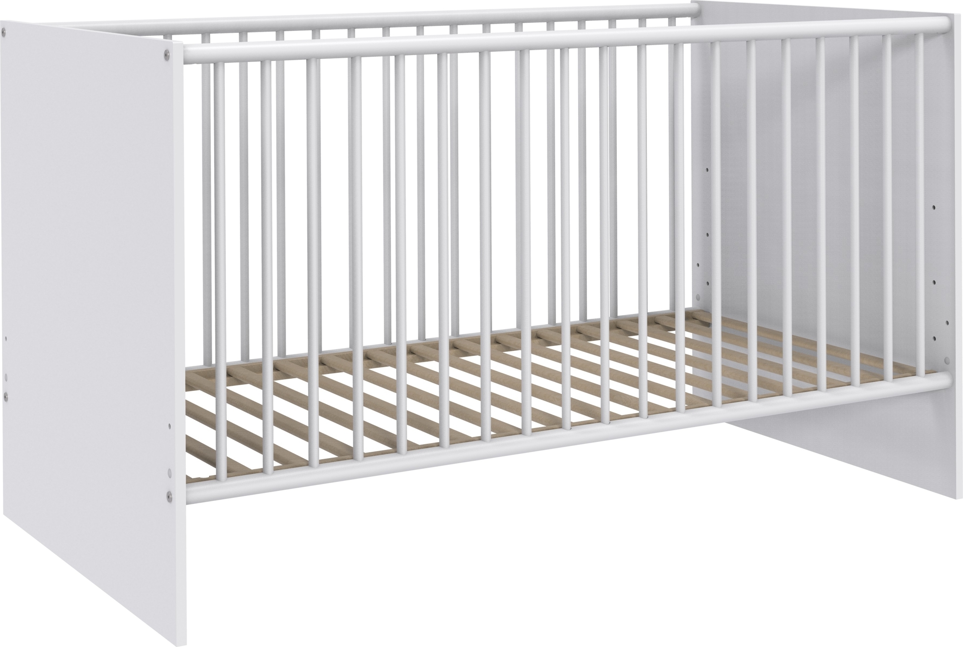 Babybett >Gotland< inkl. Lattenrost, 3 Schlupfsprossen, Weiß - 75x82x143cm (BxHxT)