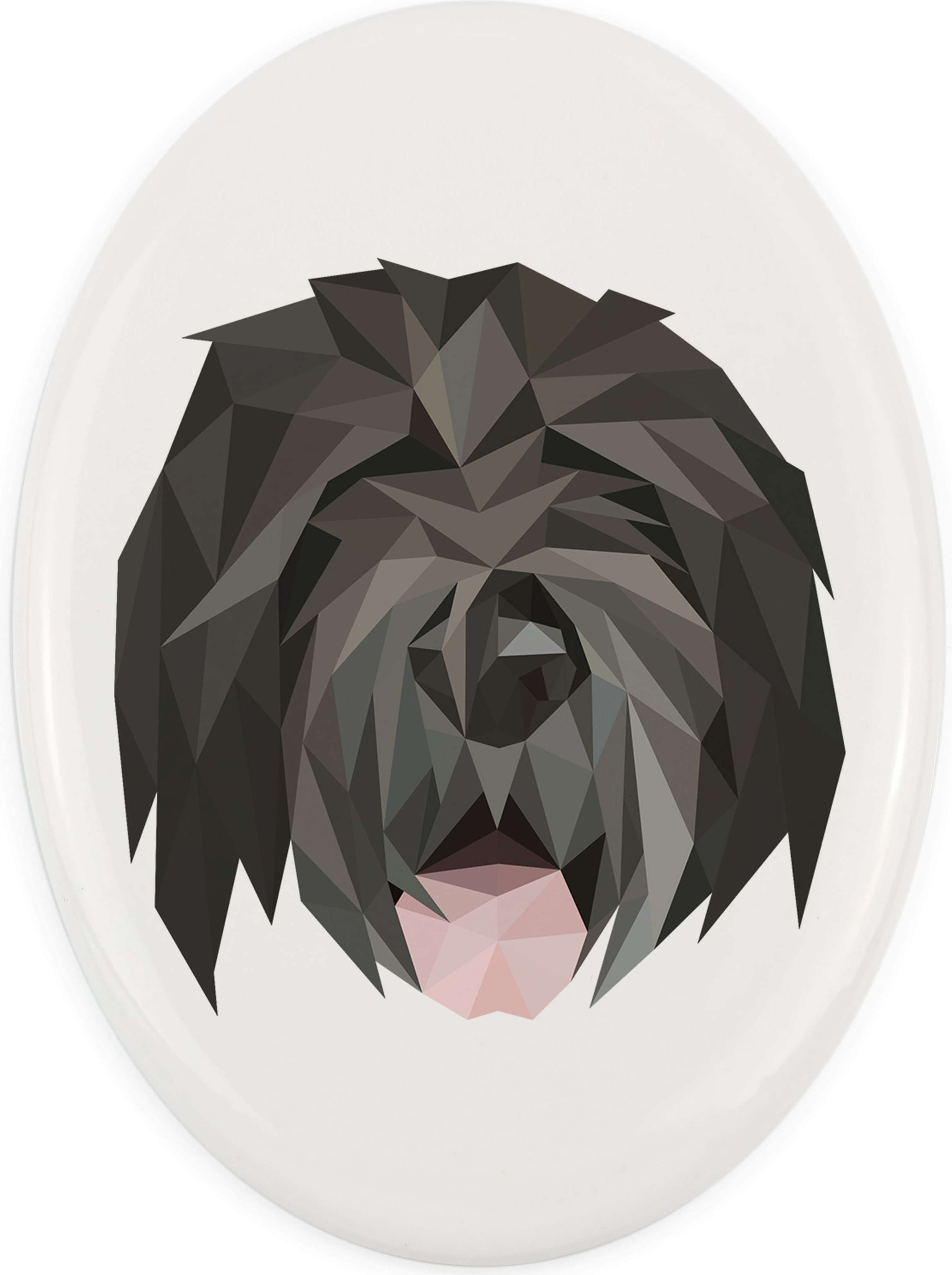 Russischer Schwarzer Terrier, Russkiy Tchiorny Terrier - Fliese mit geometrischem Bild und Schriftzug der Marke Art-Dog