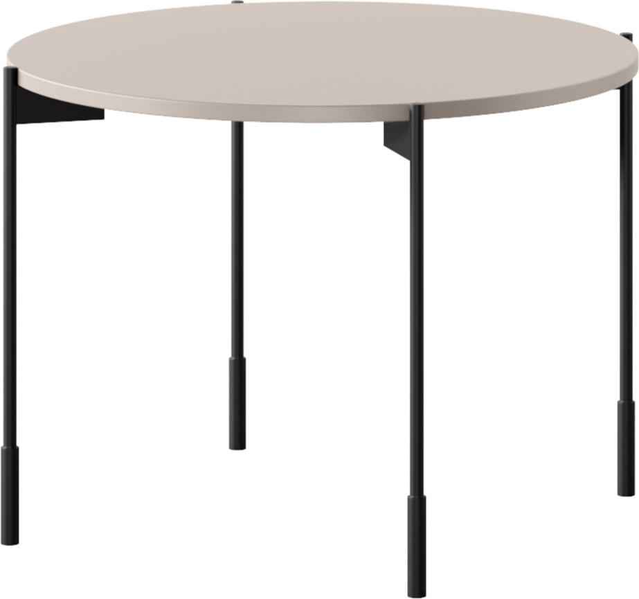Wohnzimmer-Couchtisch rund mit 64 cm in kaschmir matt, Tischbeine Metall schwarz - SPLIT-141
